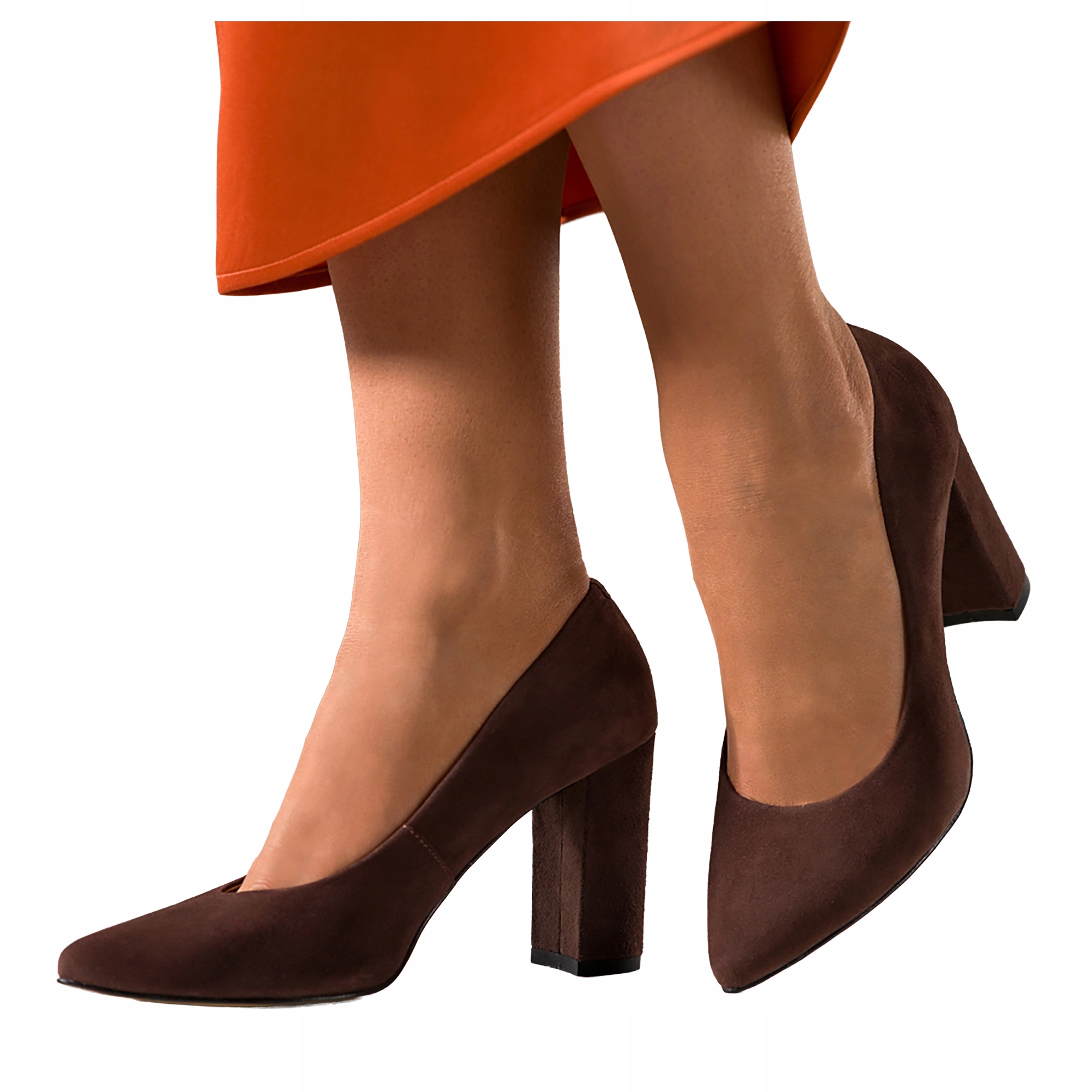 Čokoládové lodičky Dámské Kožené Polské Klasické Na Sloupku r 39