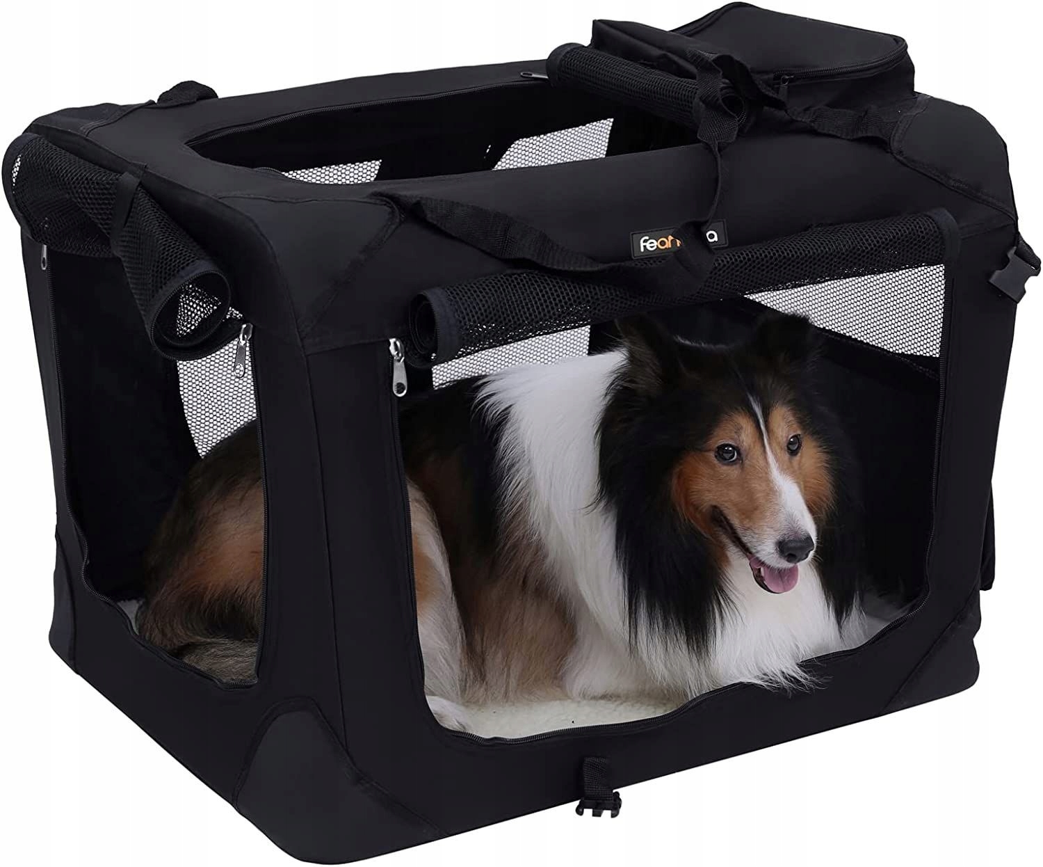 Levně Přepravka XXXL pro psa a kočku velká černá přepravní taška 102 x 69 cm