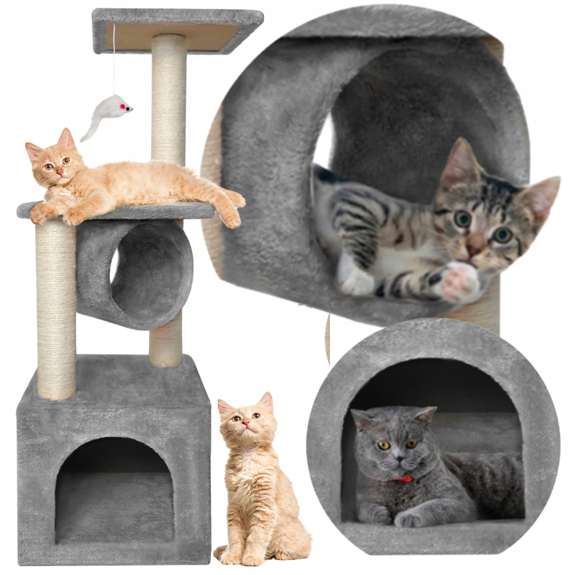 Drapak Dla Kota Legowisko Domek Słupek Drzewko Drapak 5 Poziomów 91 CM