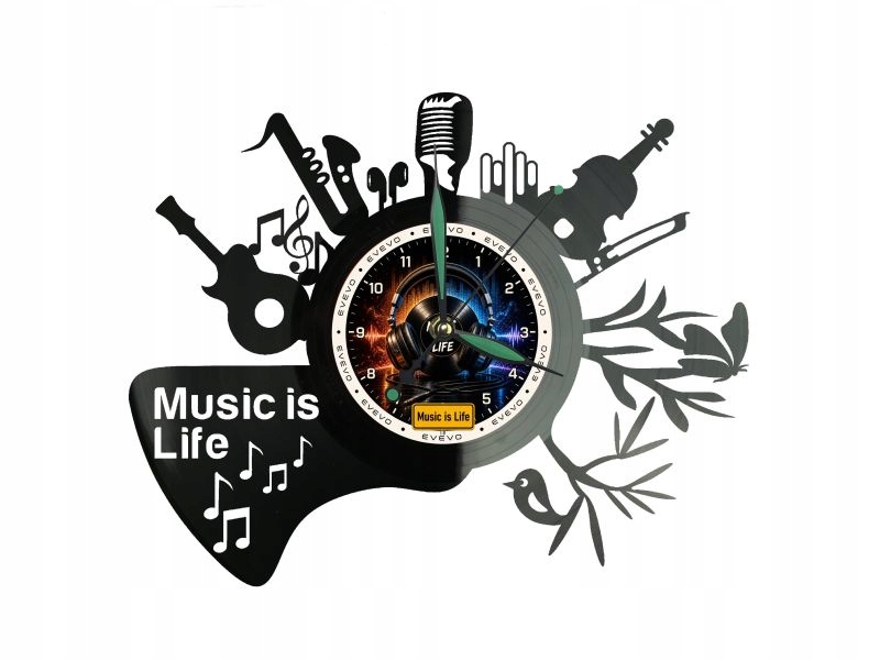 Hodiny Music is Life Nástěnné hodiny Vinylová deska Dárek Památka Na narozeniny