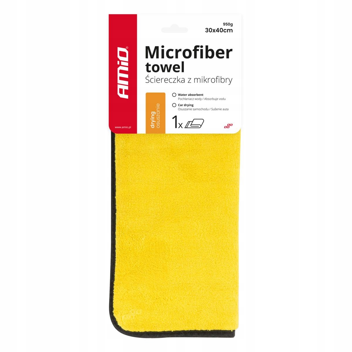 Mikrofibra ręcznik do osuszania samochodu auta 30x40cm 950 g/m2 Amio