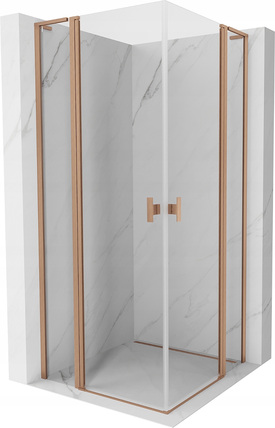 Mexen Mist L Duo Kabina Prysznicowa 100X100 CM Transparent Miedź Szczotka