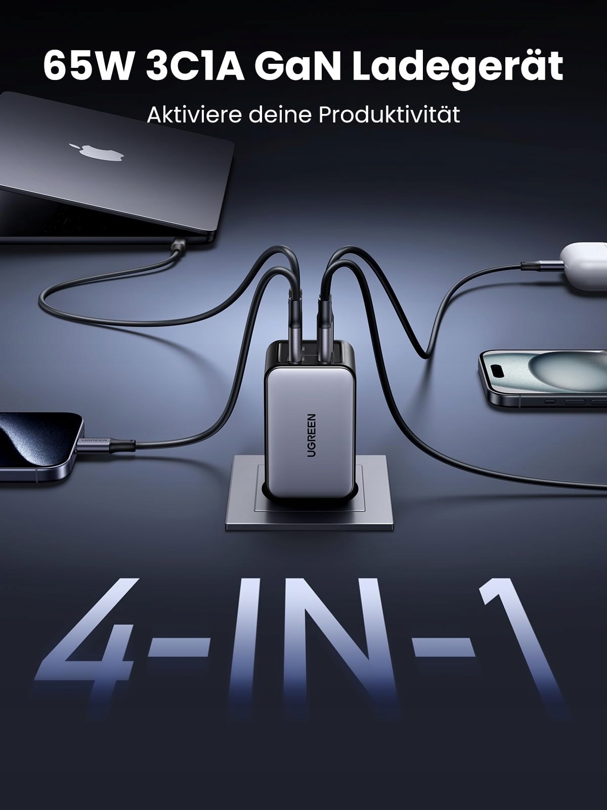 UGREEN Nexode 65W USB C Ładowarka 4-Port GaN Szybkie Ładowanie PD — miniatura 2