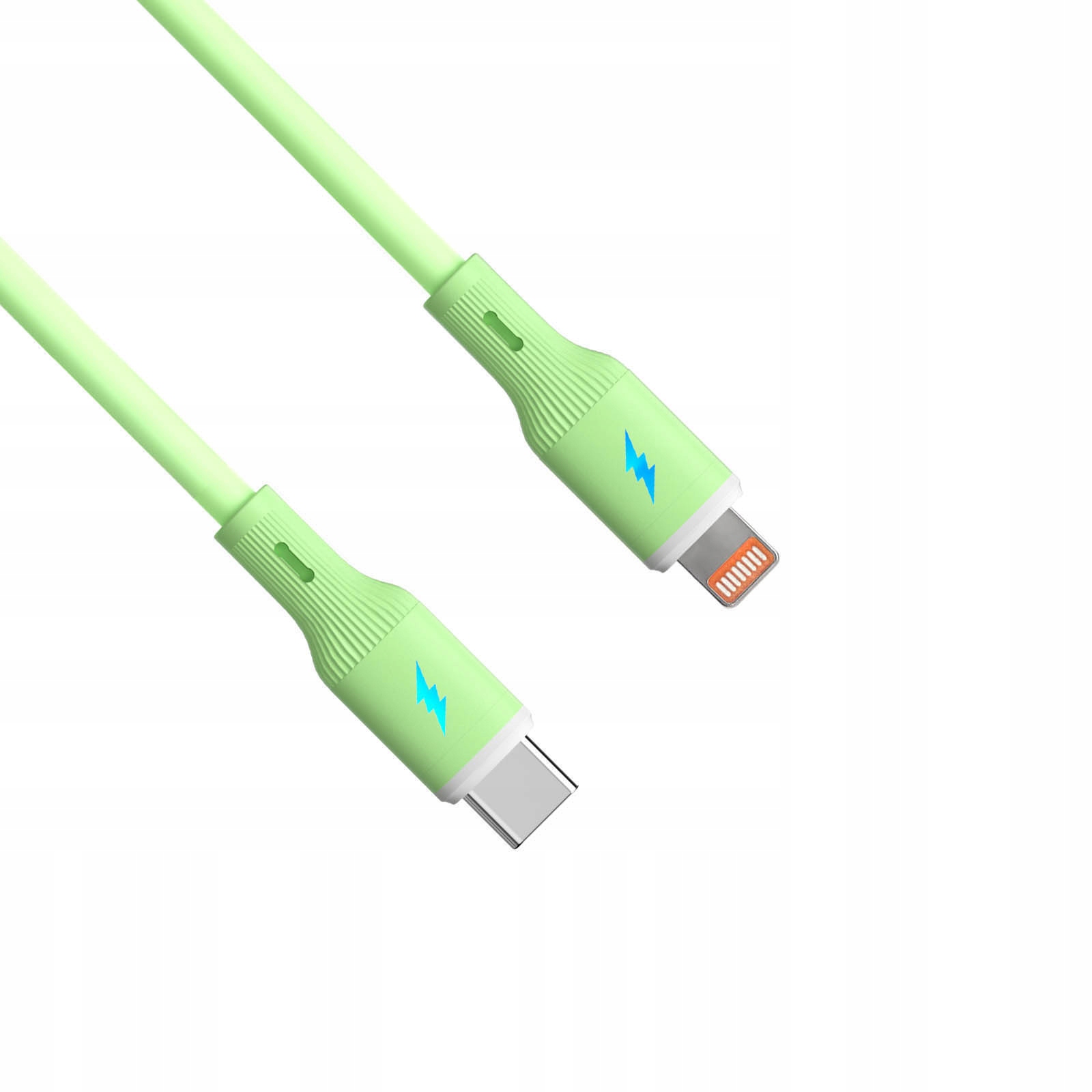 AKYGA Kabel USB Akyga AK-USB-73 USB type C (m) / Lightning (m) ver. 2.0 30W 1m zielony silikonowy — 3