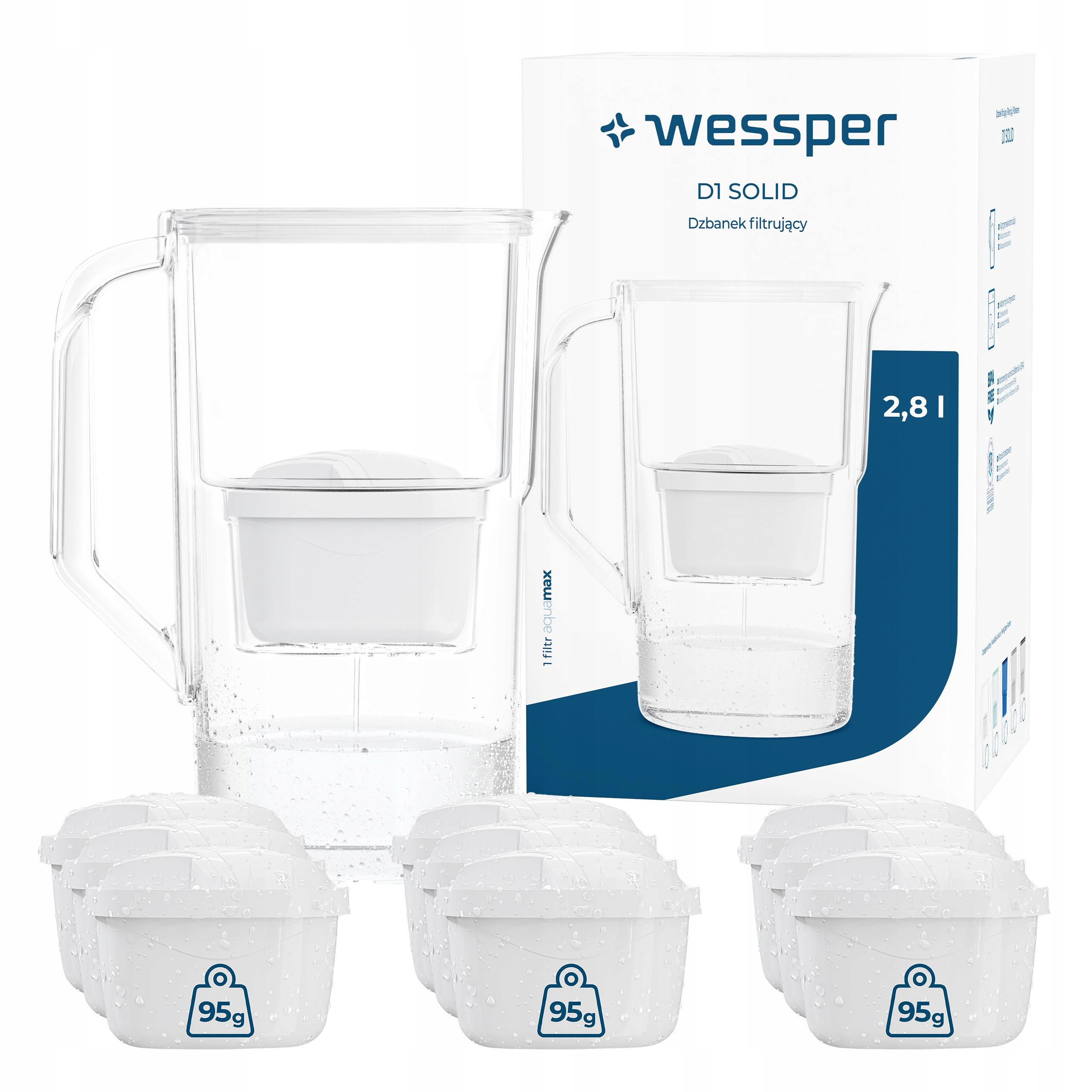 Filtrační konvice Wessper D1 Solid 2,8 l 10 x filtr aquamax