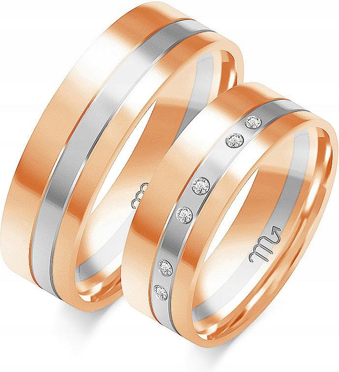 Růžový zlatý snubní prsten pro pár 585 svatba r 29 30 31, dámská kolekce pro muže