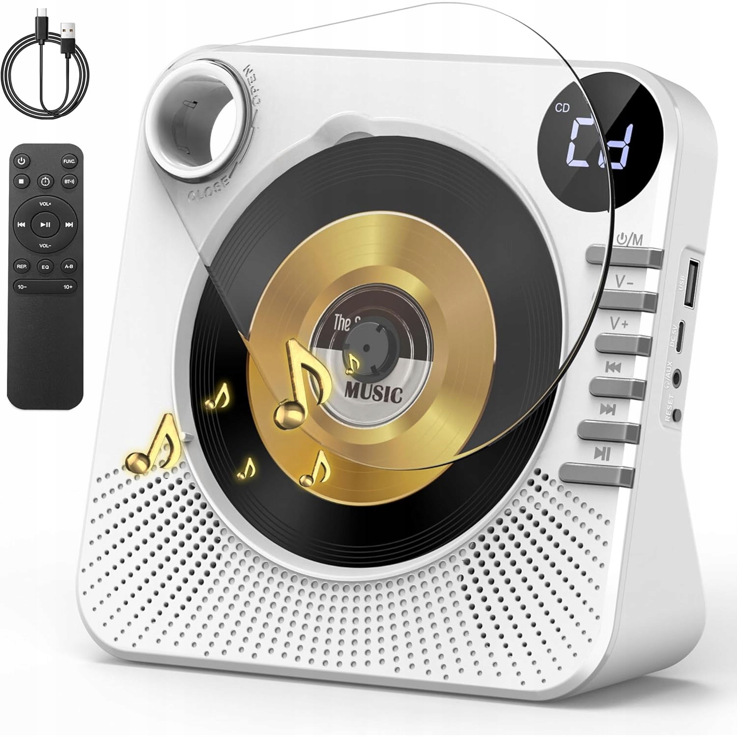 Přenosný CD Přehrávač Bluetooth Usb/aux LCD displej S Časovačem