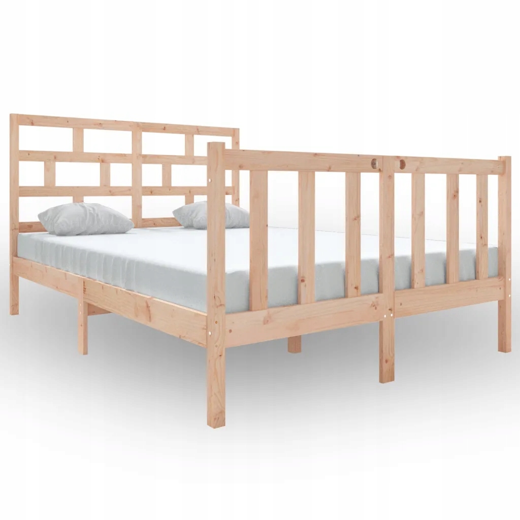 vidaXL Rama łóżka, lite drewno sosnowe, 140x190 cm