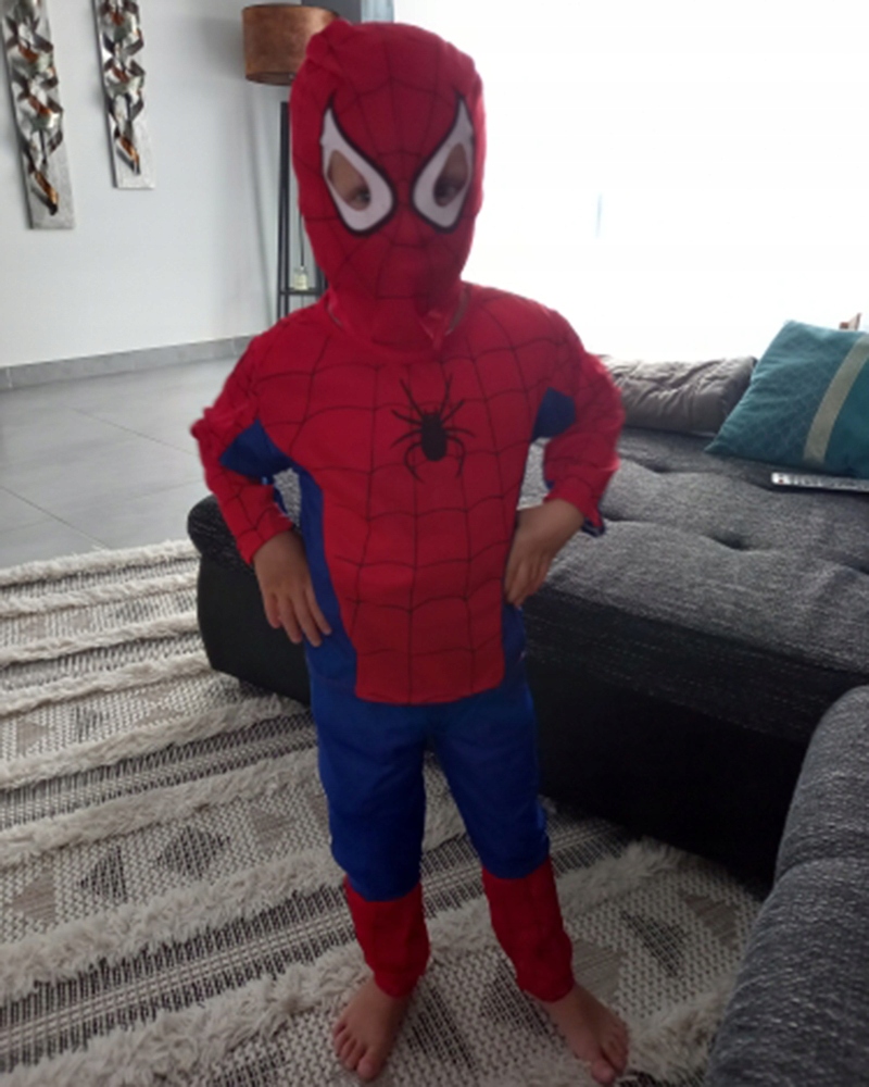 STRÓJ SPIDERMAN KOSTIUM SPIDERMAN 3W1 KOSZULKA SPODNIE MASKA 92-104 S Rozmiar 98-110