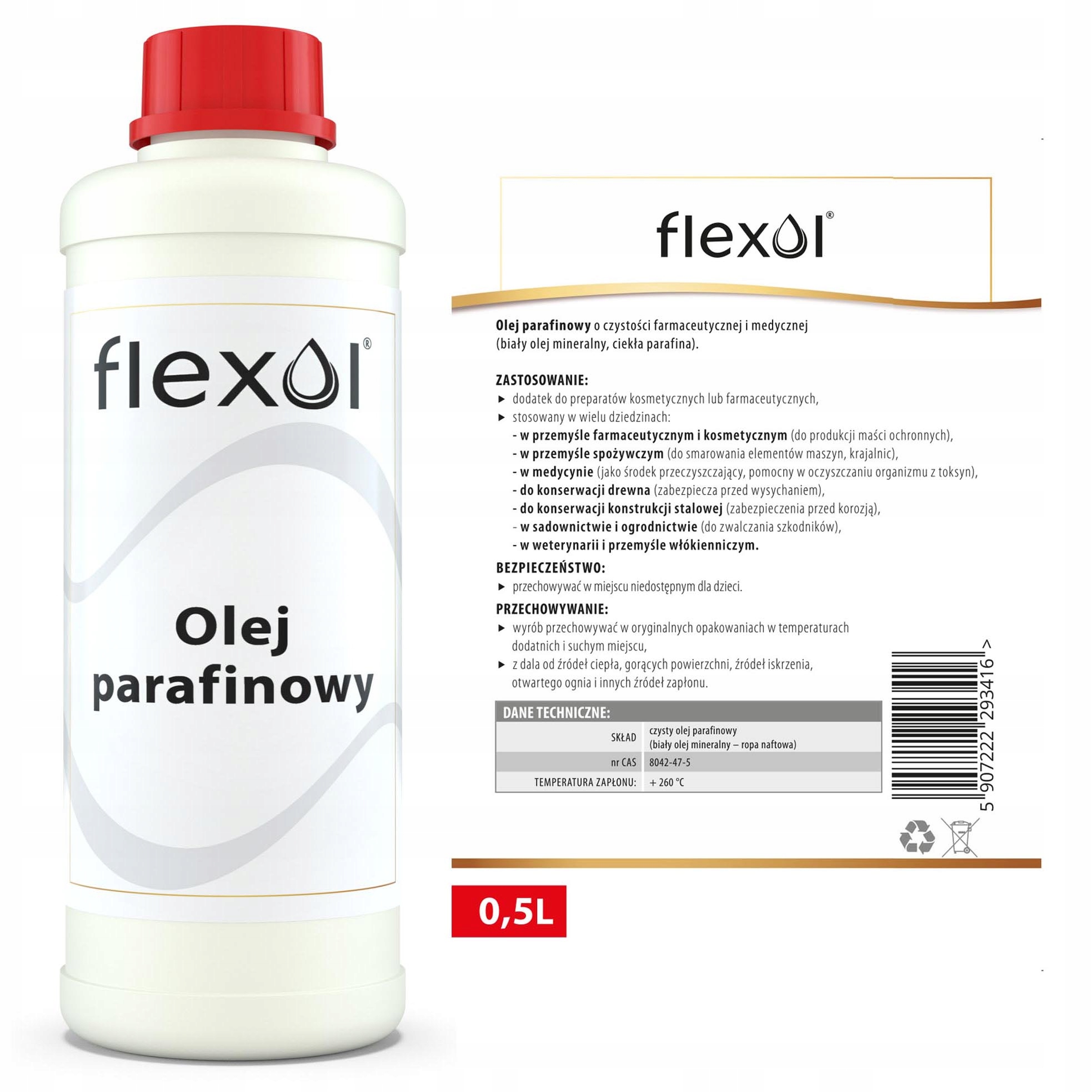 

Olej parafinowy farmaceutyczny 100% Czystość 0,5L