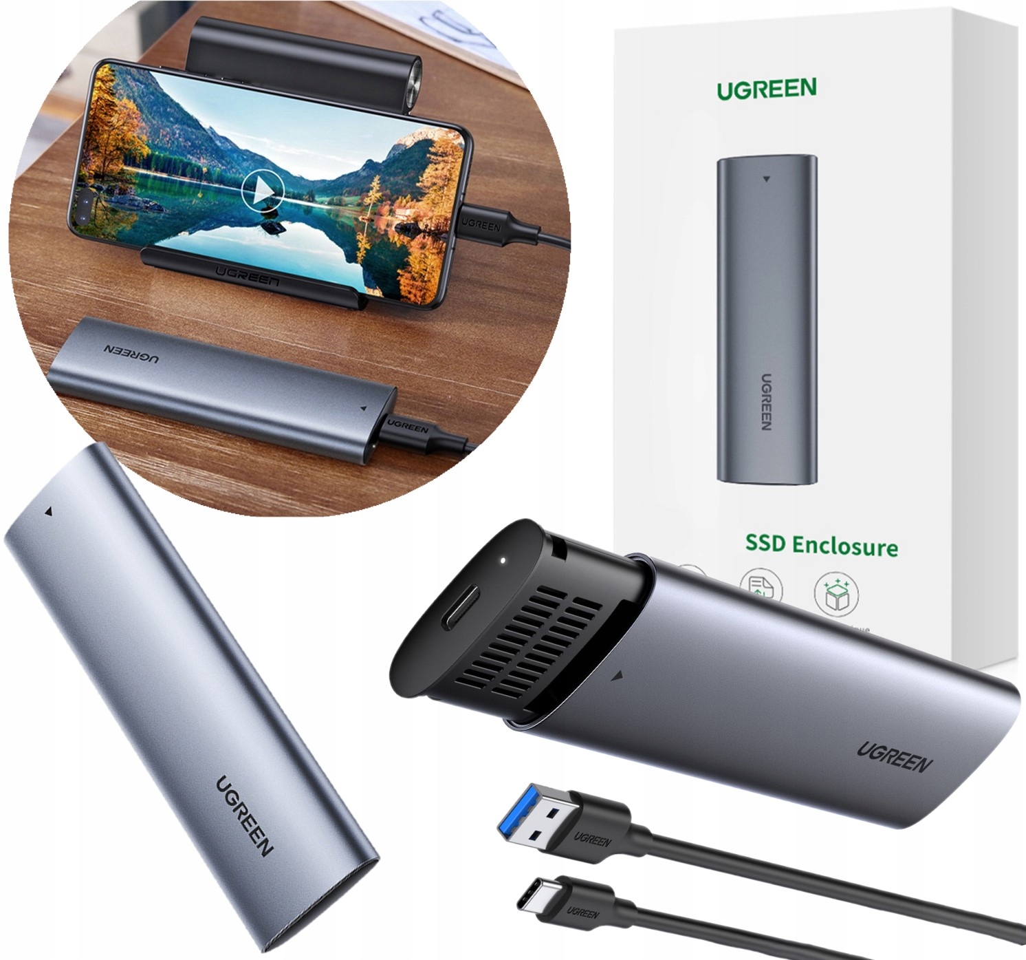 

Ugreen kieszeń obudowa dysku M.2 Sata 3.0 5Gbps