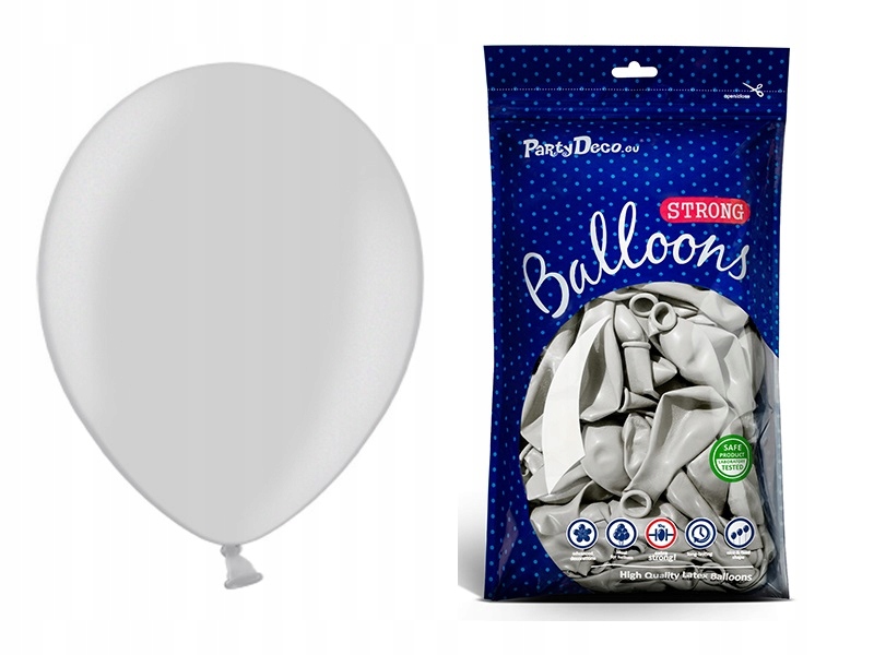 

Srebrne balony na Urodziny Wesele 30cm 50 sztuk