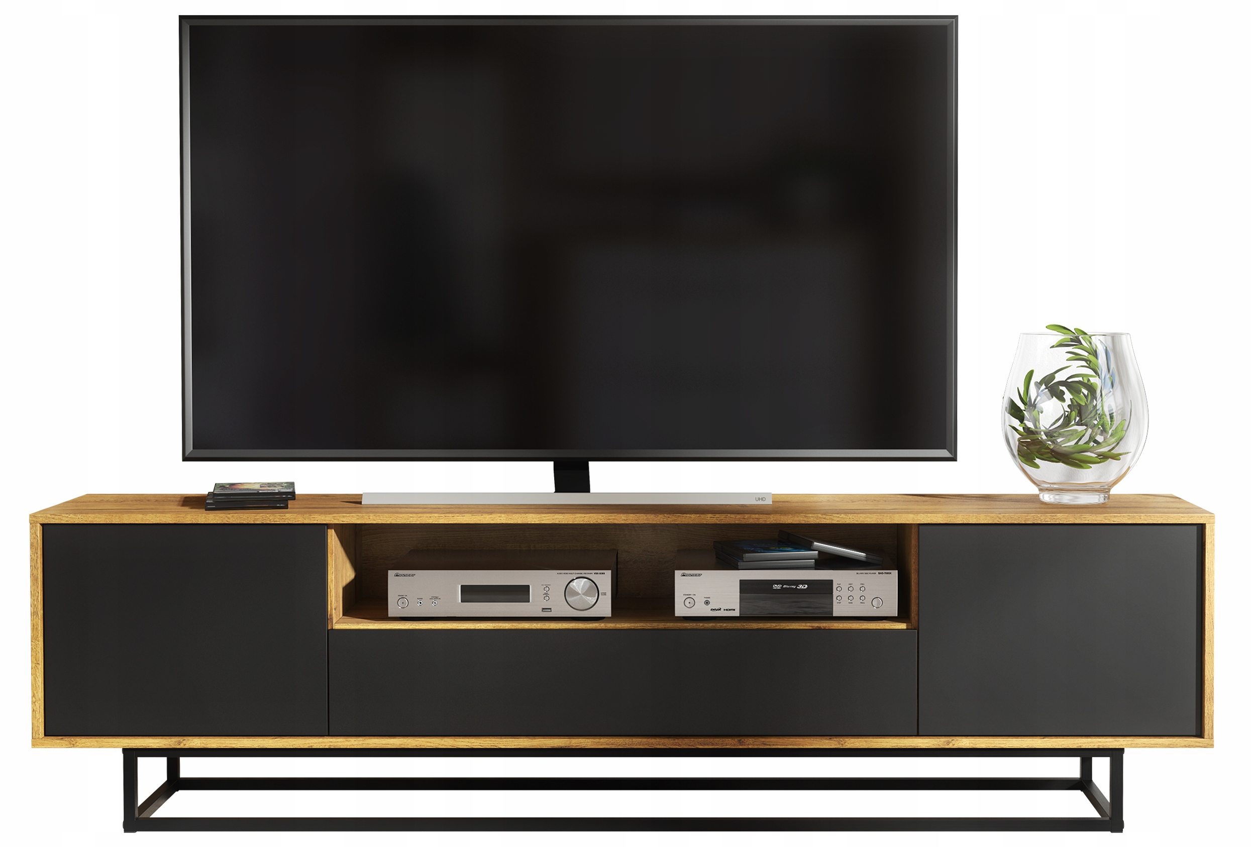 

Szafka Rtv Tv 200 CM Loft Retro Dąb/czarny LFT002A