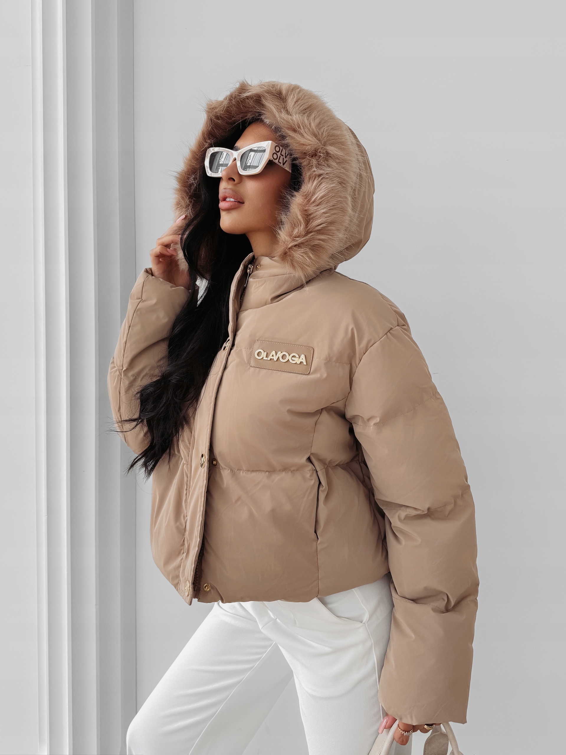 Dámská Bunda Pufy Olavoga Béžová