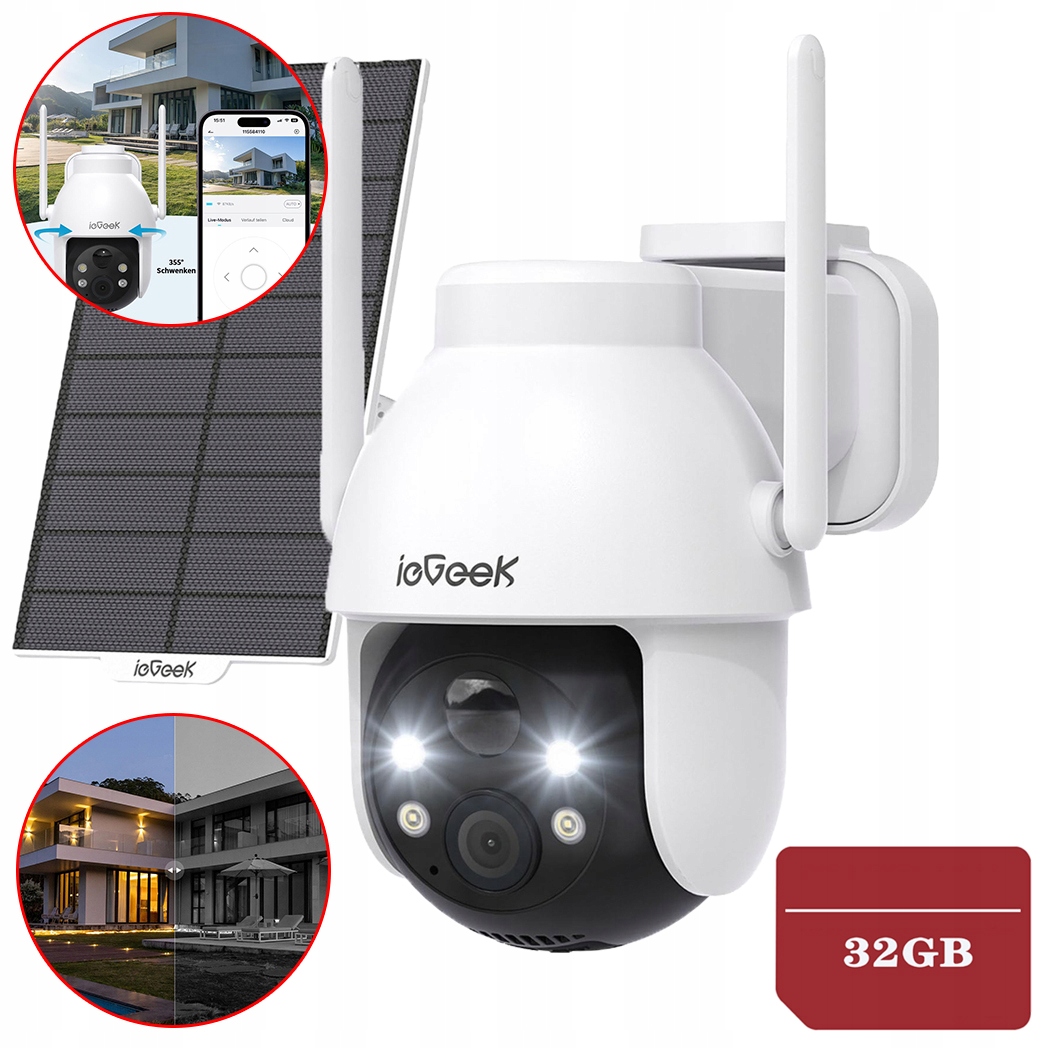 Kamera Wifi Ip Smart Venkovní Otočná 3MPX 2K 4xZOOM Pro Monitorování 32GB