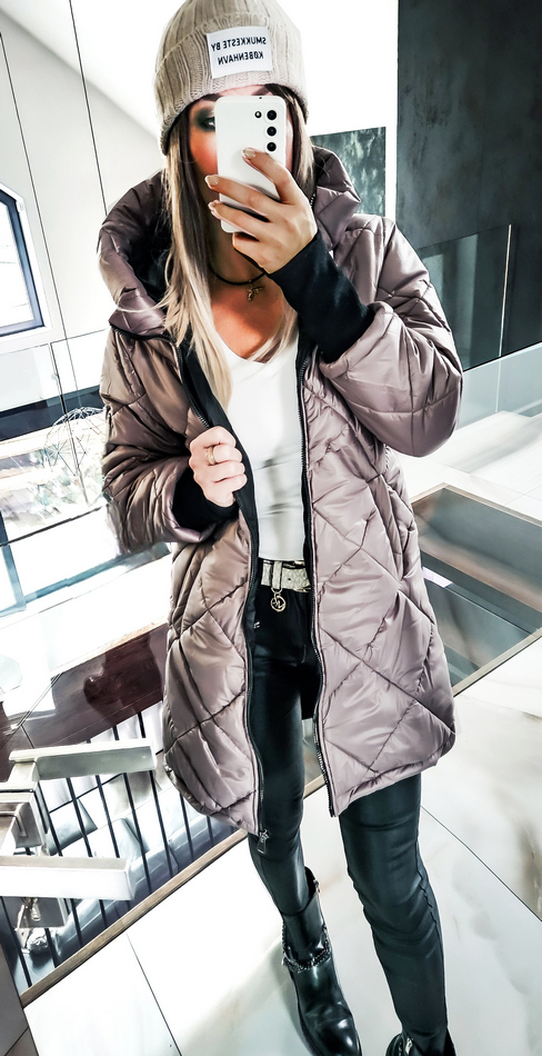 KURTKA DAMSKA PŁASZCZ PIKOWANA DŁUGA ASYMETRYCZNA 46 Rodzaj pikowana