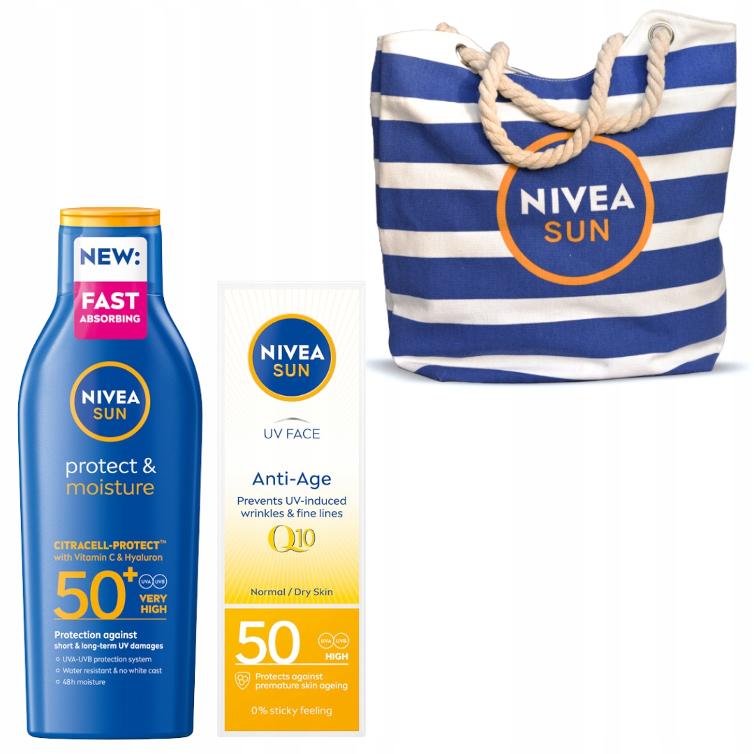 Nivea Sun Balsam do opalania SPF50 Krem przeciwsłoneczny do twarzy +Torba