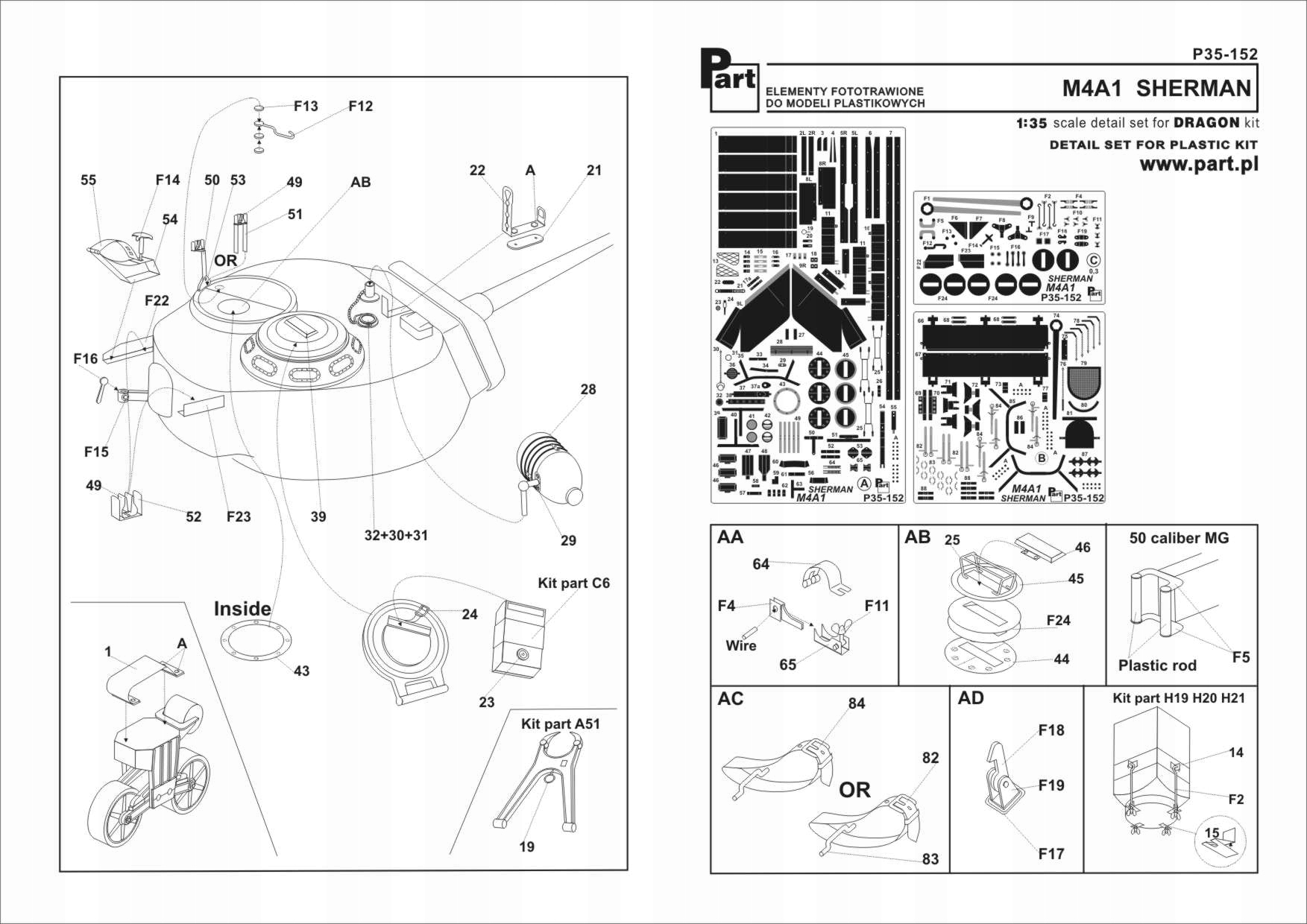 Část P35-152 1/35 M4A1 Sherman (Dragon)