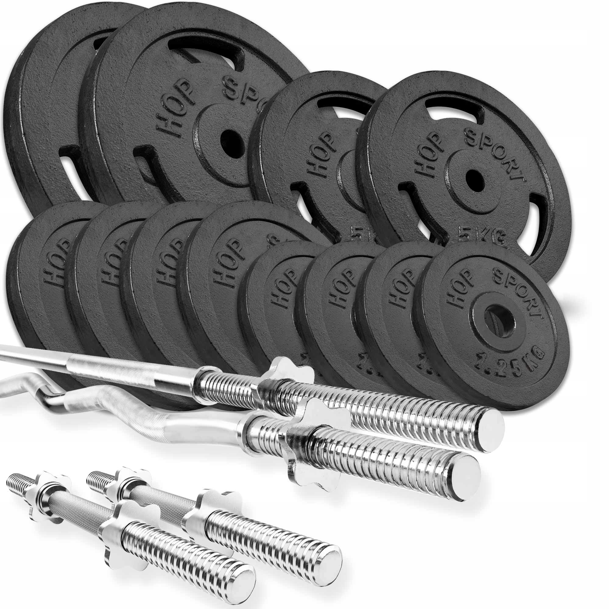 Zestaw obciążenia żeliwne sztanga gryf hantle do domowej siłowni 66kg