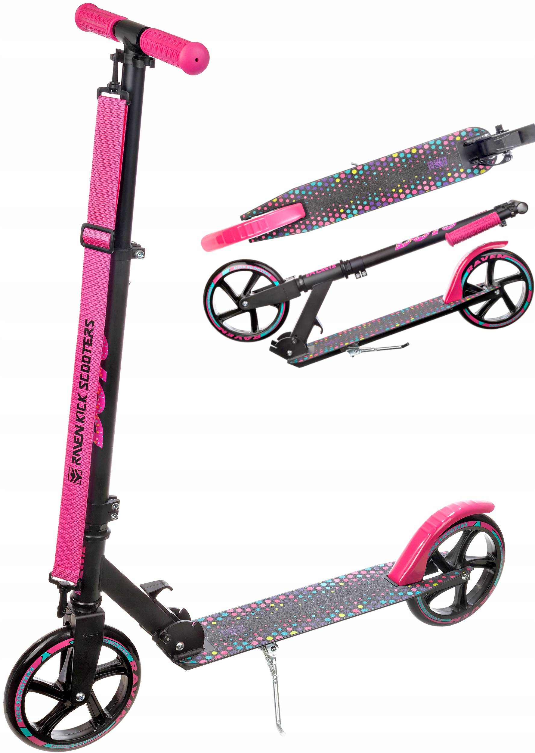 

Hulajnoga Składana Markowa Raven Dots Black 200mm