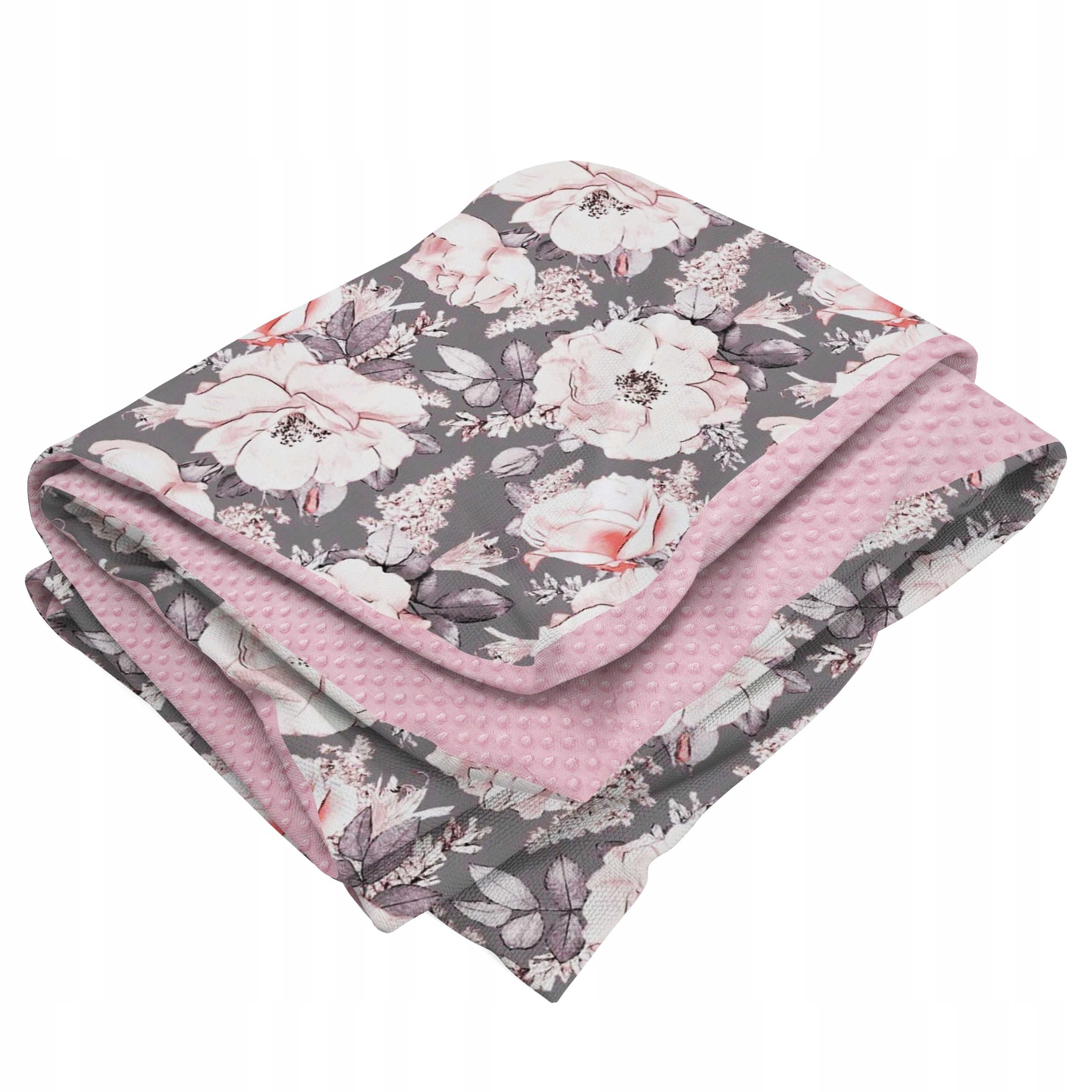 Oboustranný přehoz 140x200 Bavlna Polar Minky Květiny Pivoňky