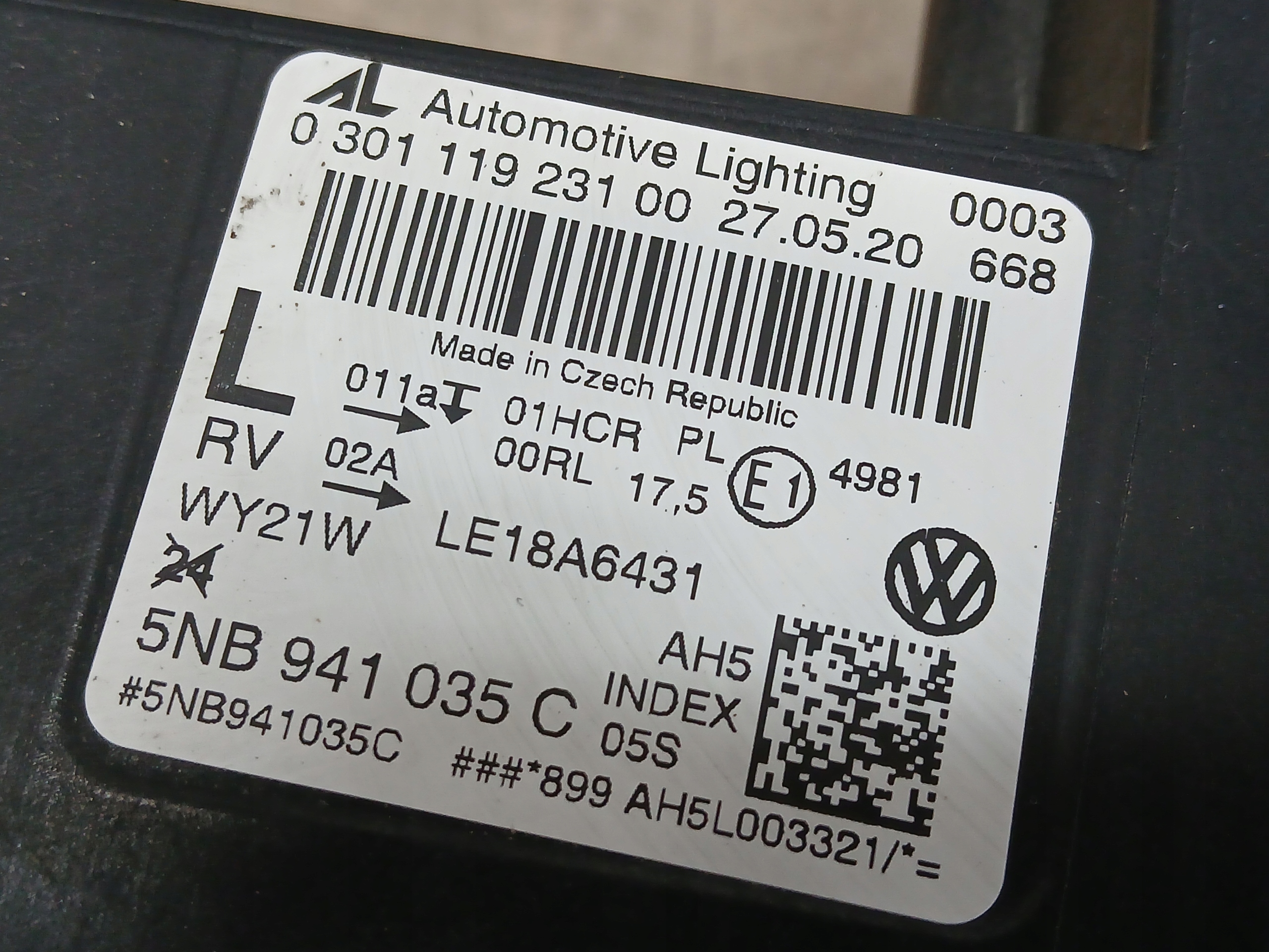 light front damaged