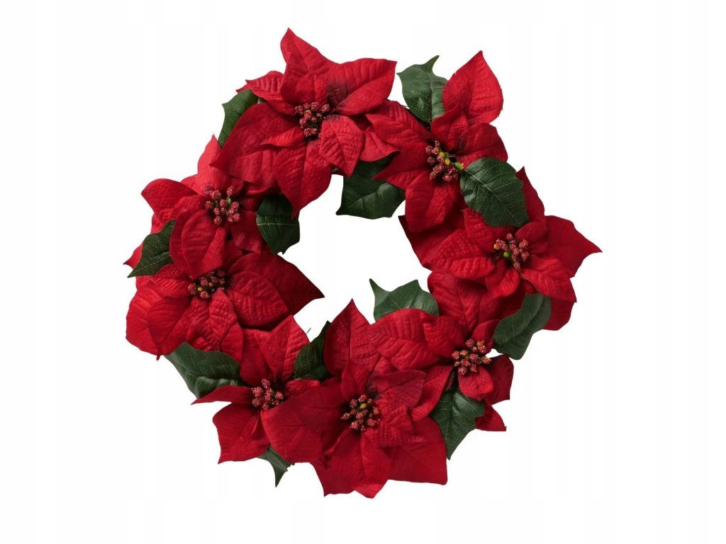 Vánoční věnec s květy vánoční hvězdy, Ø 50 cm