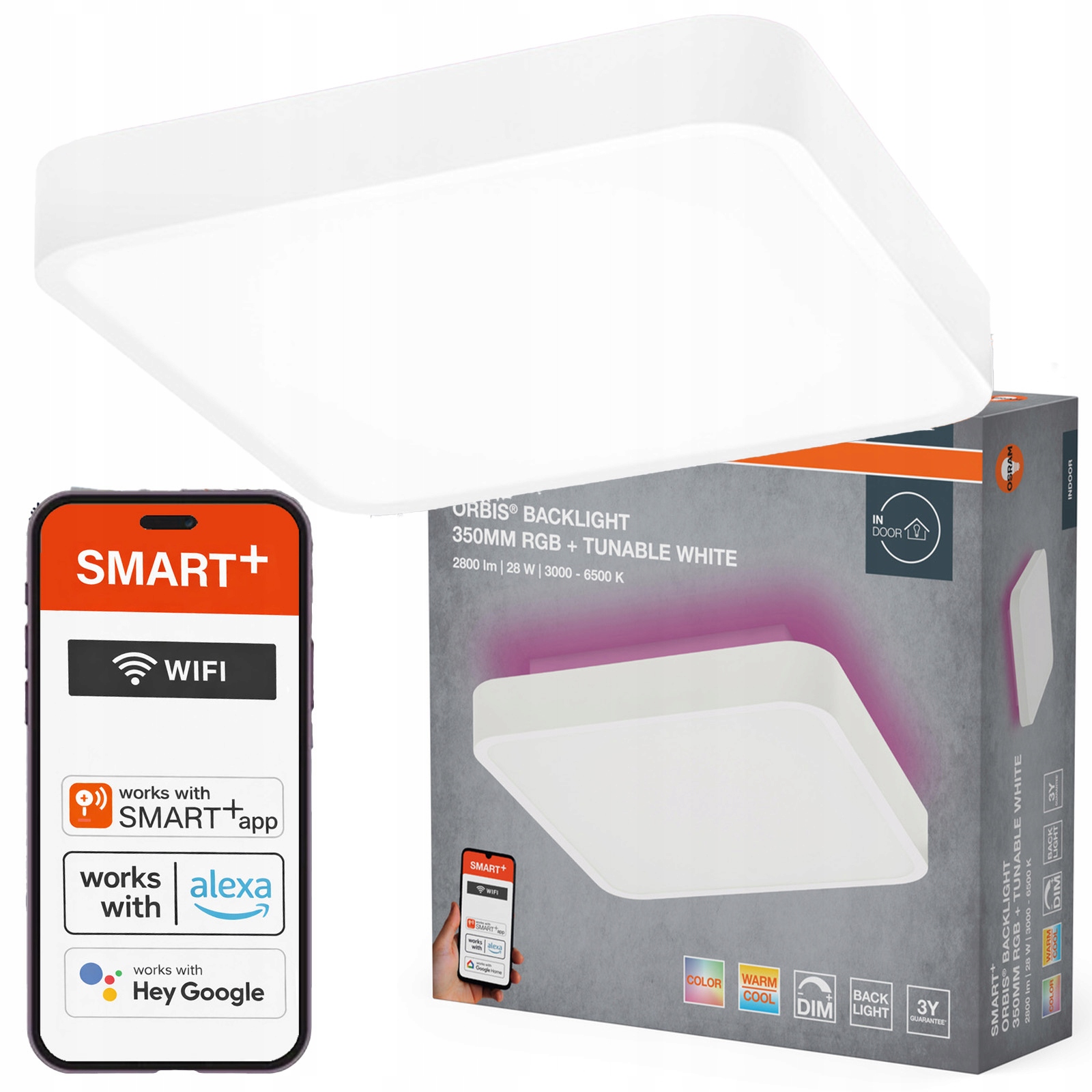 Stropné Svietidlo Led 28W 1700lm 3000-6500K Cct Biely Smart+ WiFi Orbis Osram