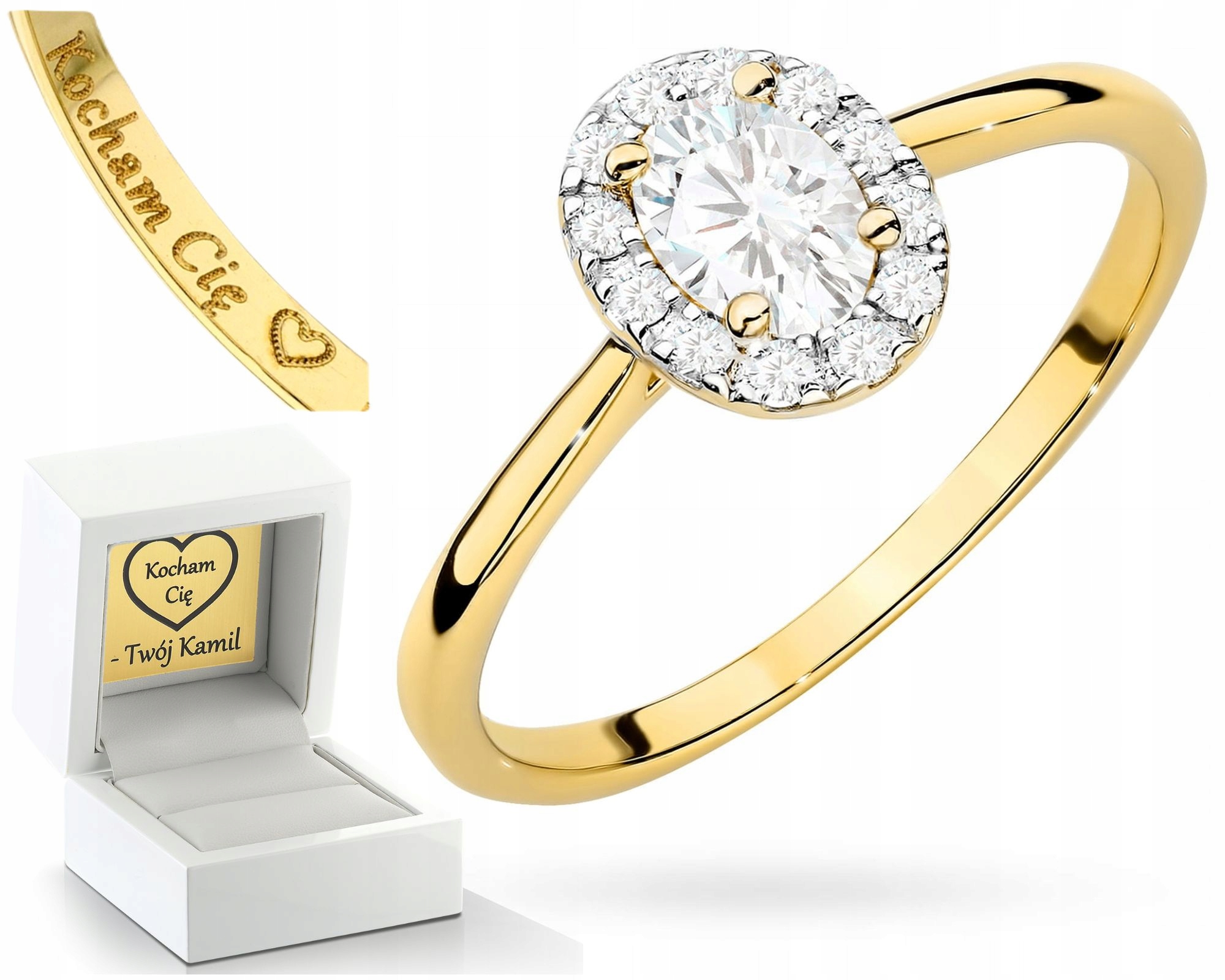 Zlatý Prstýnek Prsten S Diamanty A Gravírováním Gravírování Zlato 585, Dárek