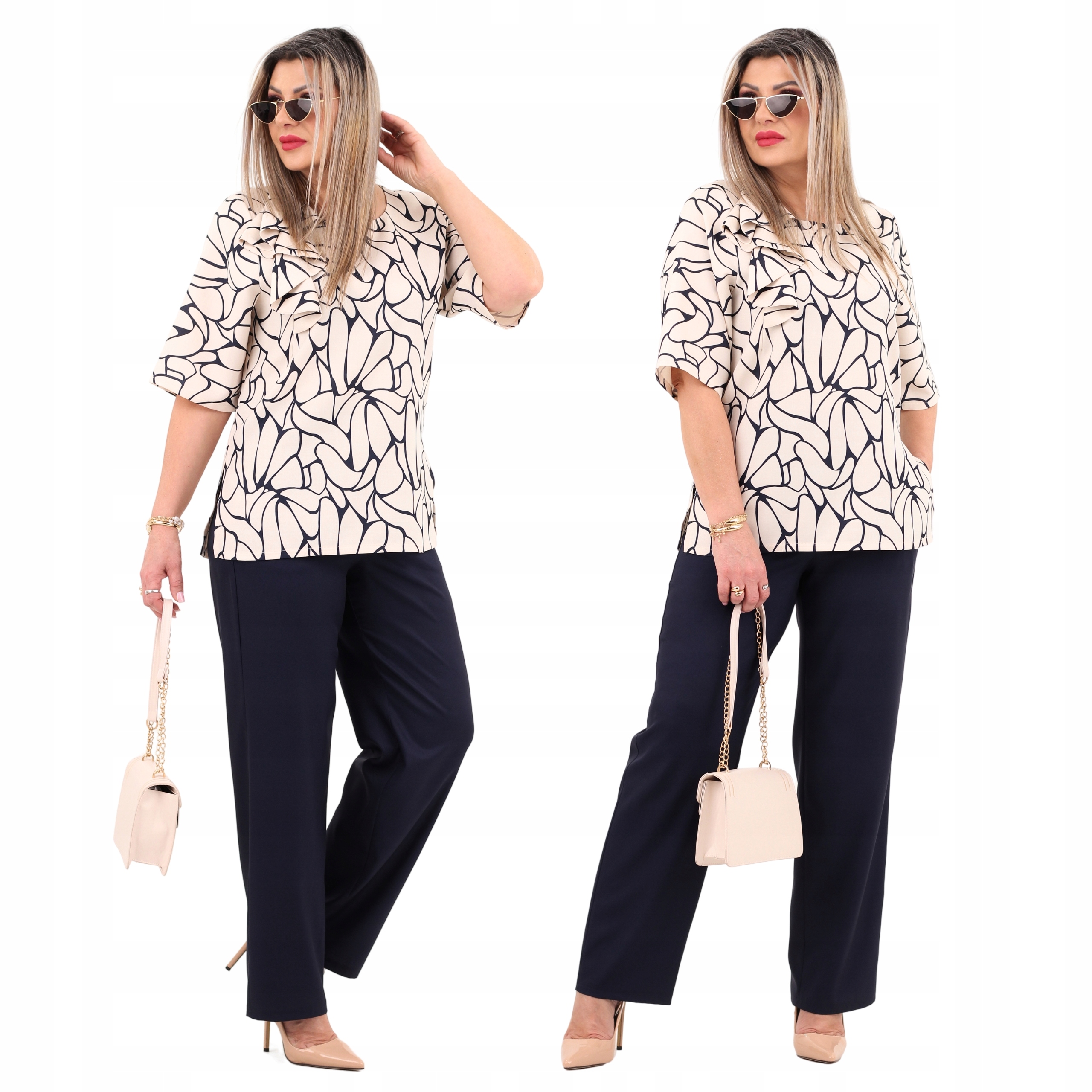 Bluzka i spodnie komplet wizytowy Polski Producent duże rozmiary