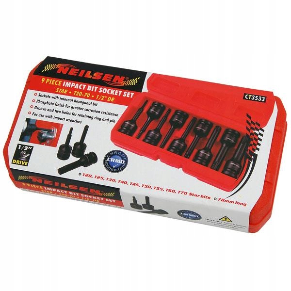 KPL KLUCZY UDAROWYCH TORX NASADKI UDAROWE T20-70 Marka Neilsen