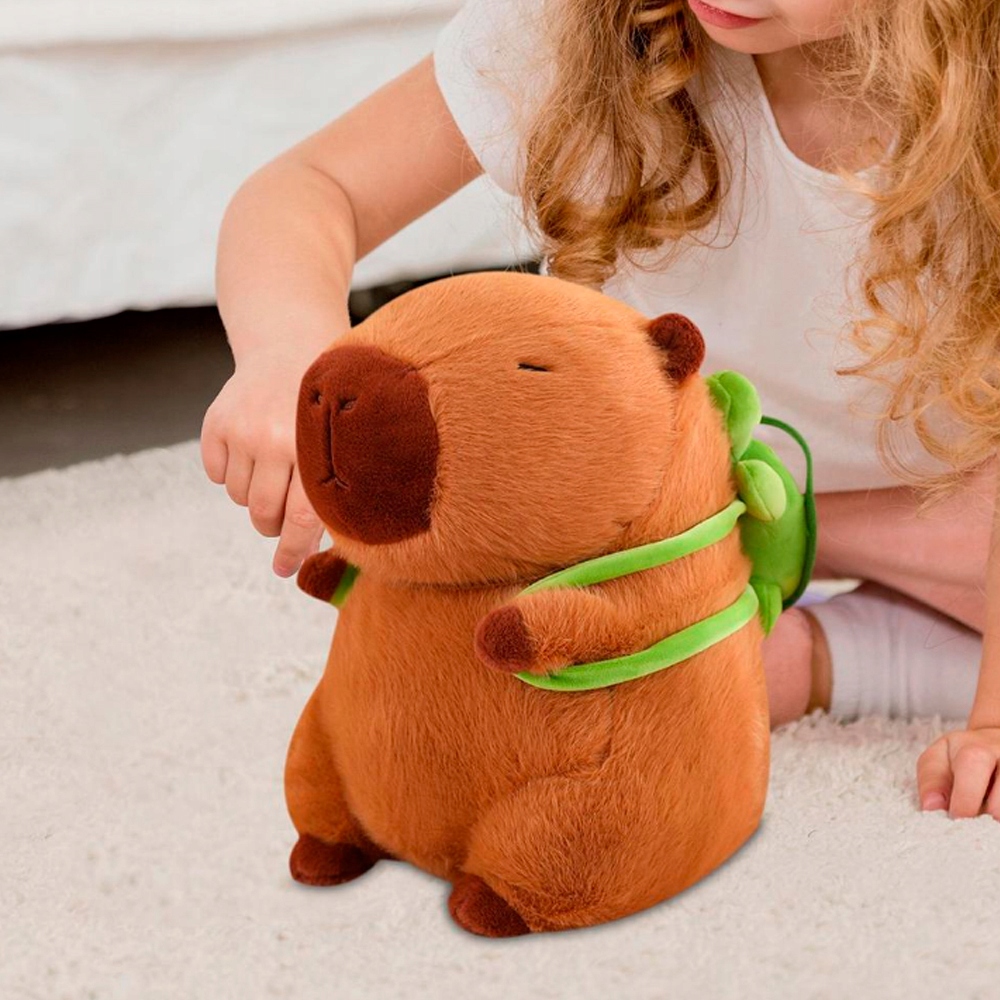 ZABAWKA KAPIBARA Z PLECAKIEM PLUSZOWA 35 CM Z PLUSZOWYM ŻÓŁWIEM PLUSZAK Marka 100