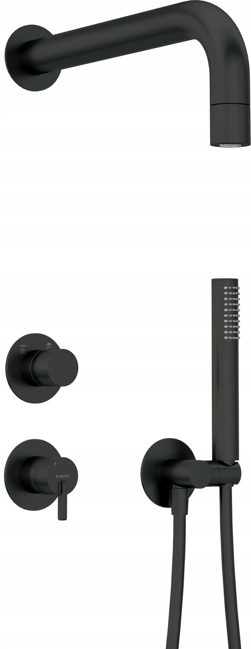 Podomietkový sprchový set Silia nero s dažďovou sprchou NQS_N9XK