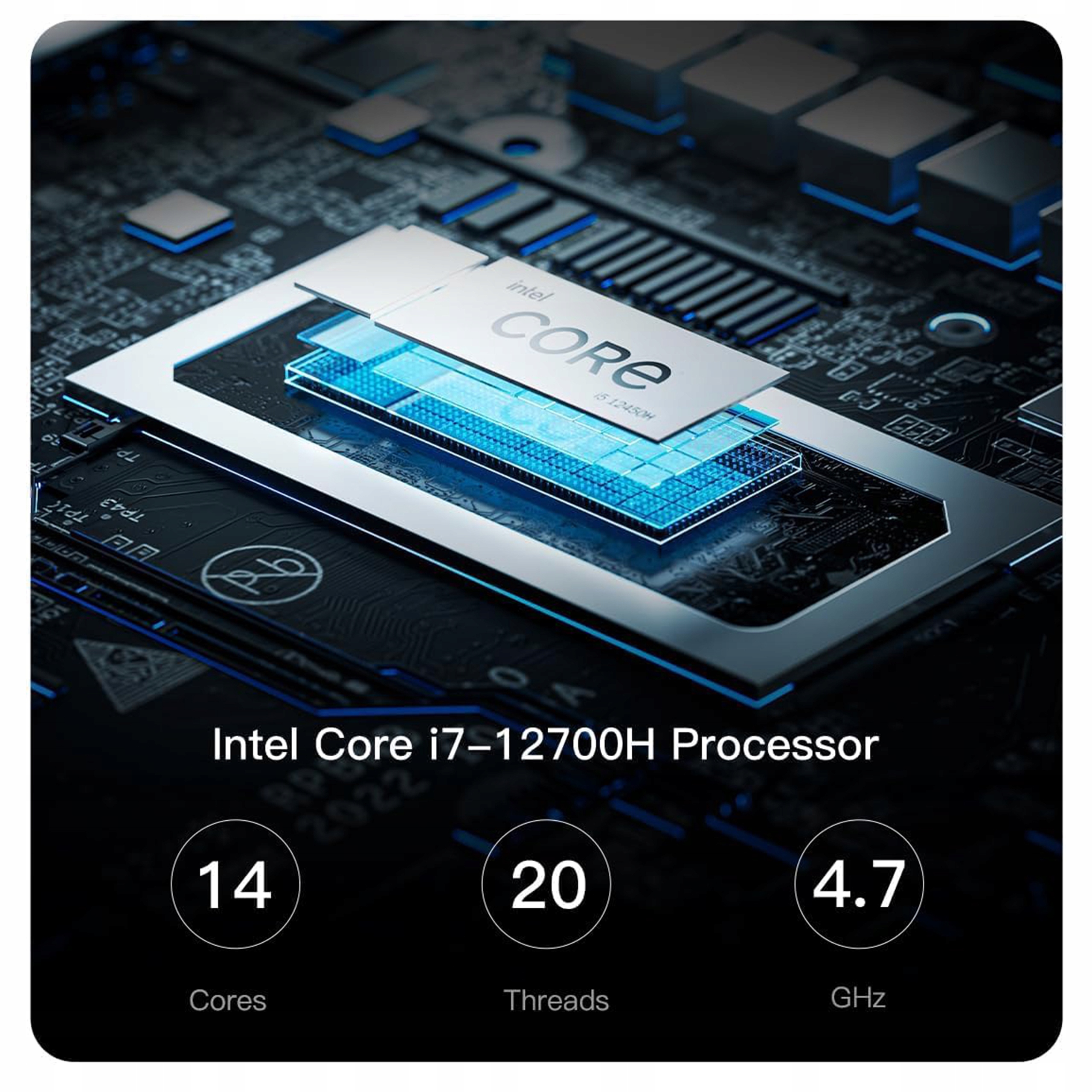 Mini komputer INTEL i7 12700H|32GB RAM|1TB SSD|Windows11Pro Taktowanie bazowe procesora 2.3 GHz