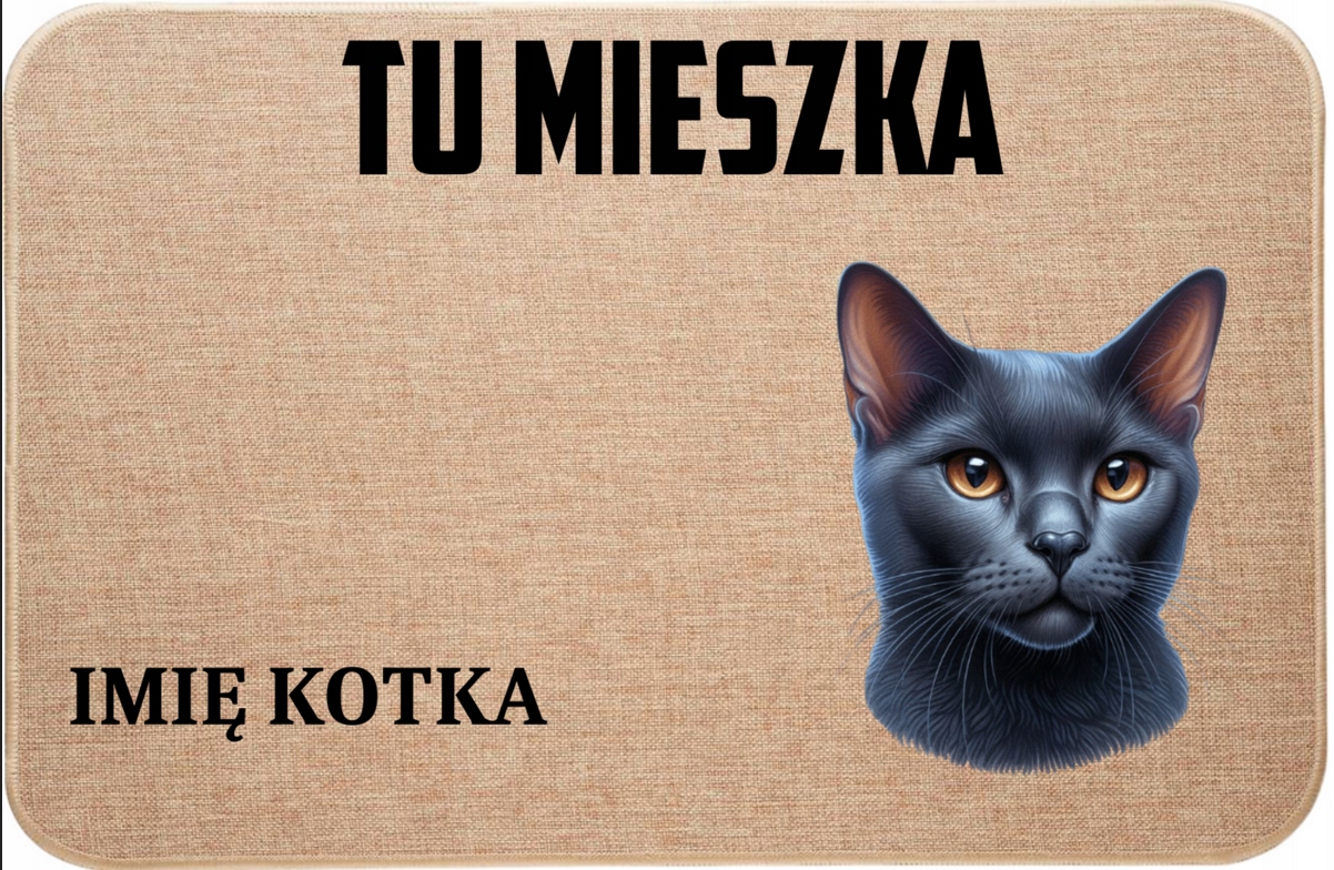 Lněná Vstupní Rohožka S Kočkou Zde Bydlí Jméno Kočky