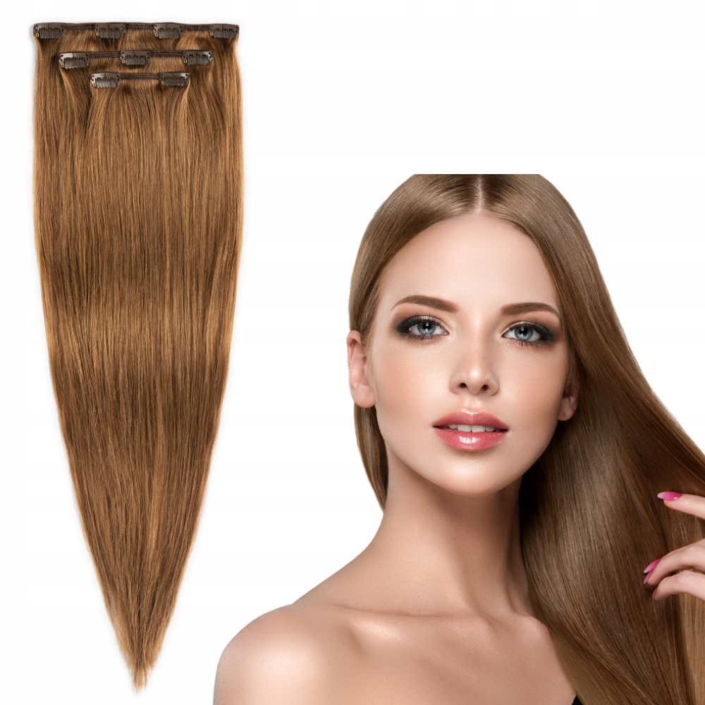 

Włosy naturalne Clip In 3 taśmy 60 cm #8