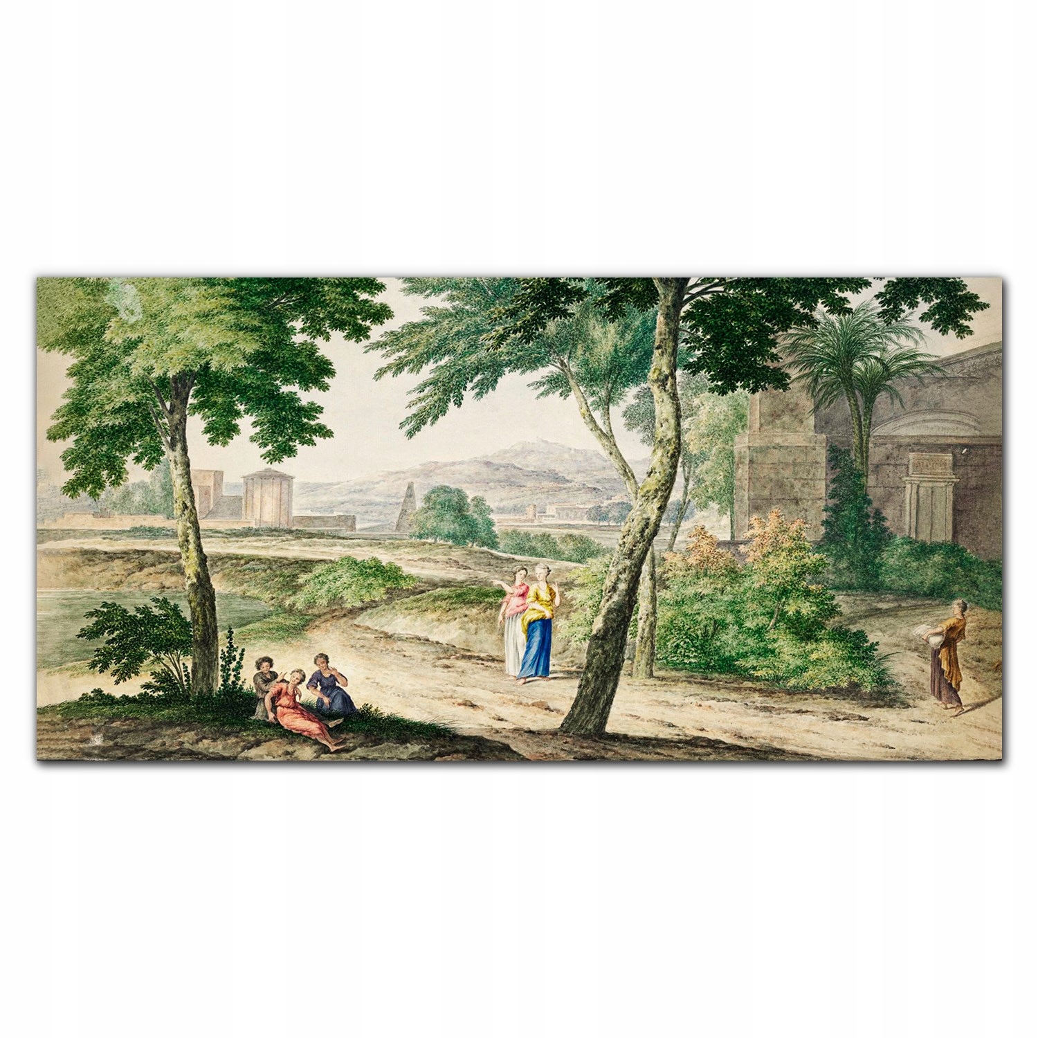 Obraz na ráme plátno Dedina stromy ľudia 140x70 cm