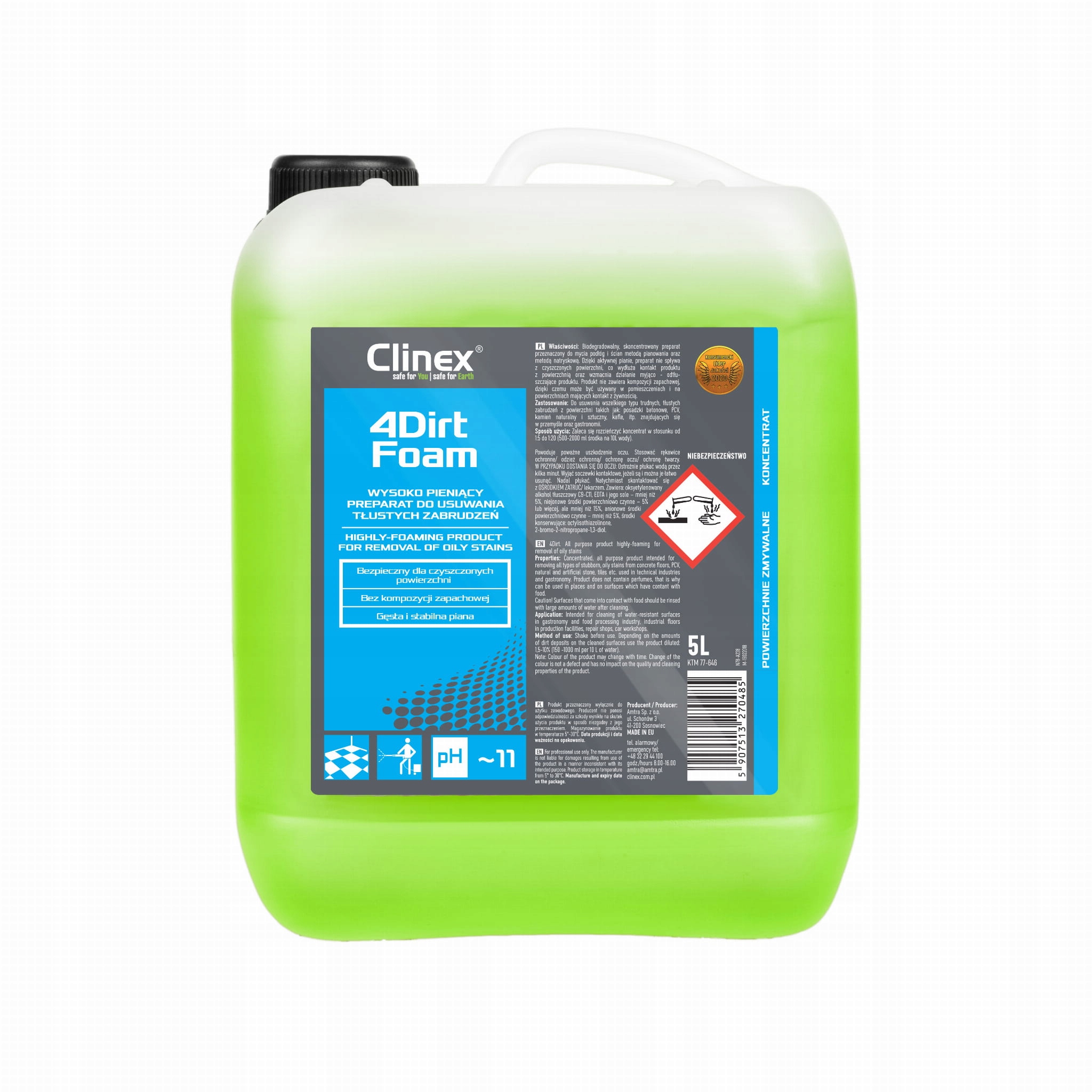 

Clinex 4Dirt Foam 5L wysokopienny odtłuszczacz