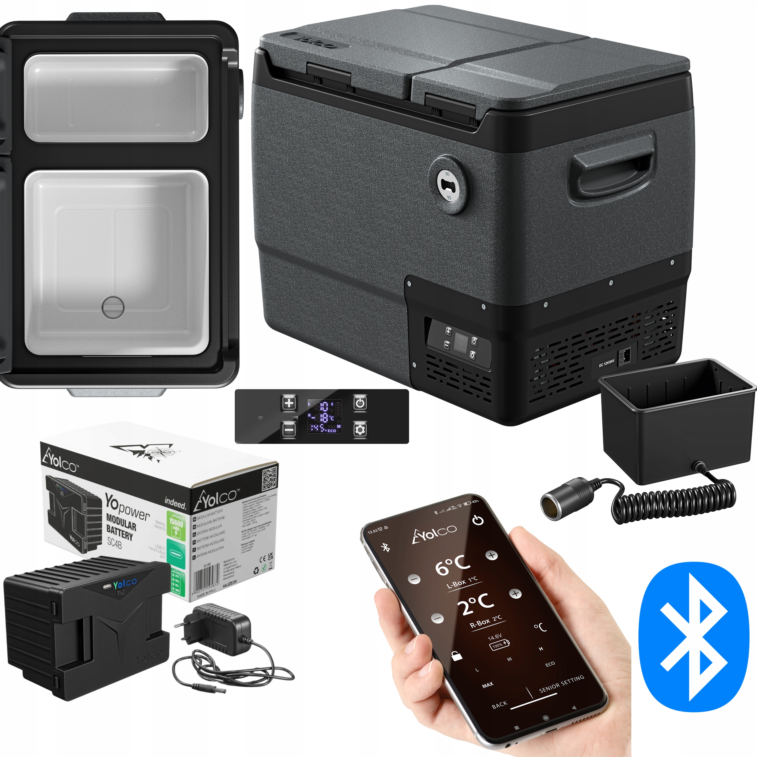 Lodówka Kompresorowa Samochodowa Yolco DX40 Spacegrey Turystyczna Bateria