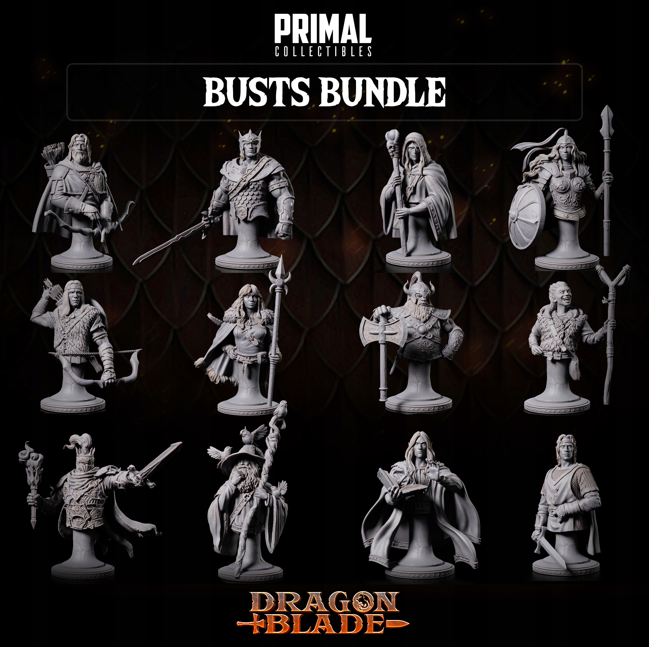 Kompletní balíček 12 bust x 12 sběratelských předmětů Primal