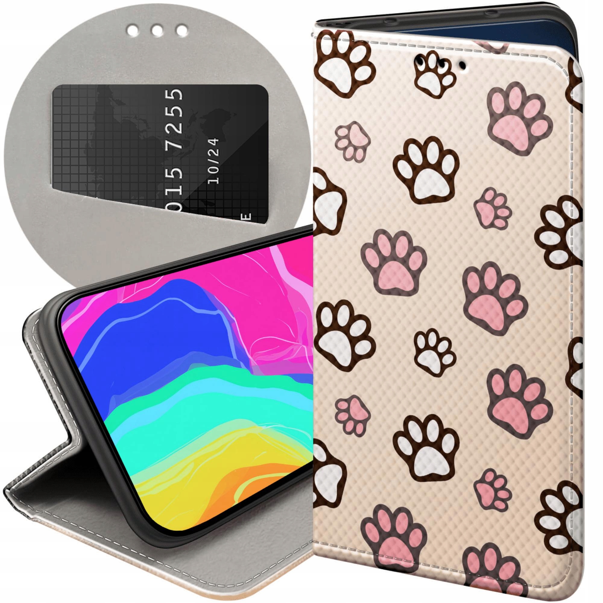 Etui Z Klapką Do Oppo RENO12 5G Łapki Ślady Łapa Stopa Futerał Case