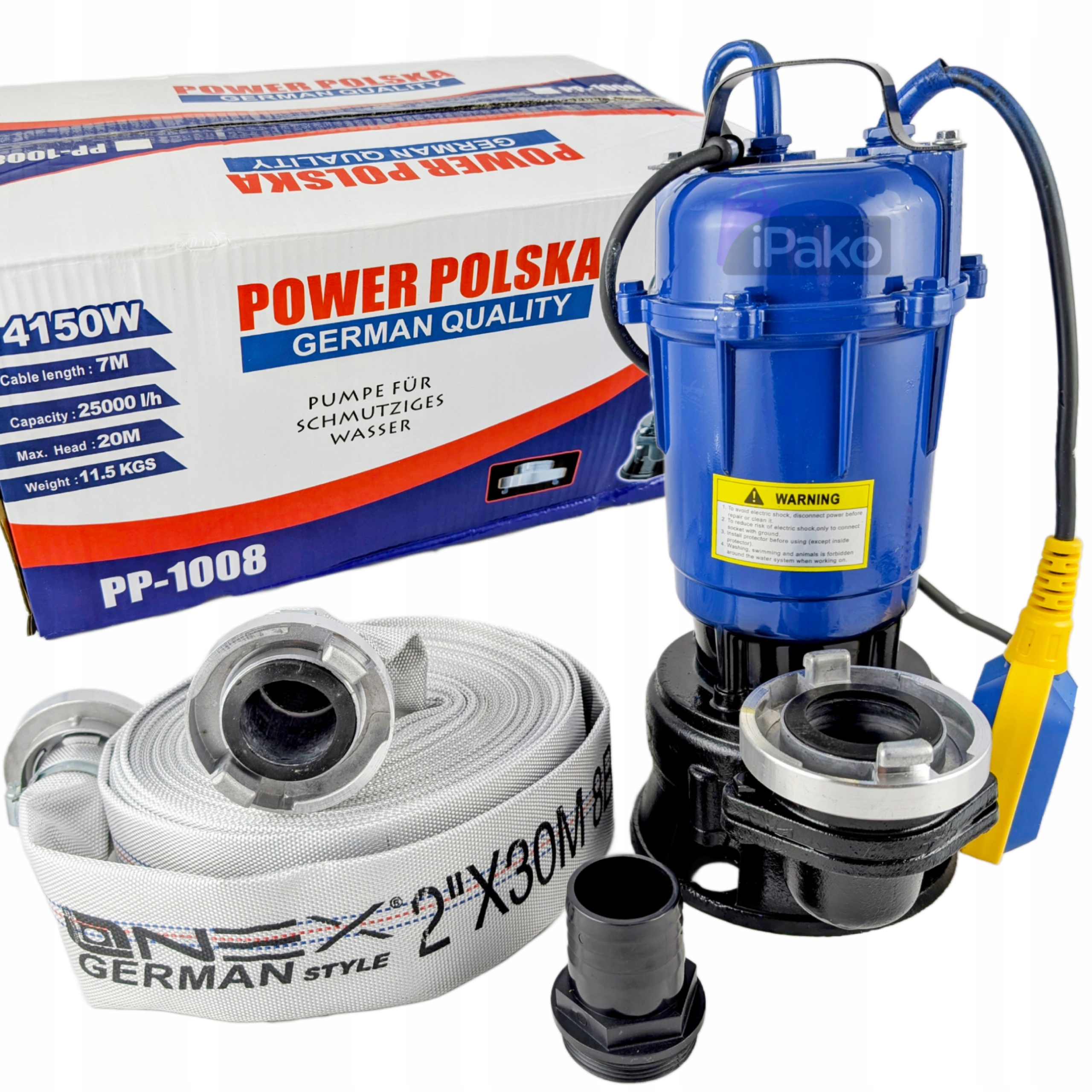 Pompa Z Pływakiem Do Wody Brudnej Szamba Z Rozdrabniaczem Mocny Wąż 30 M