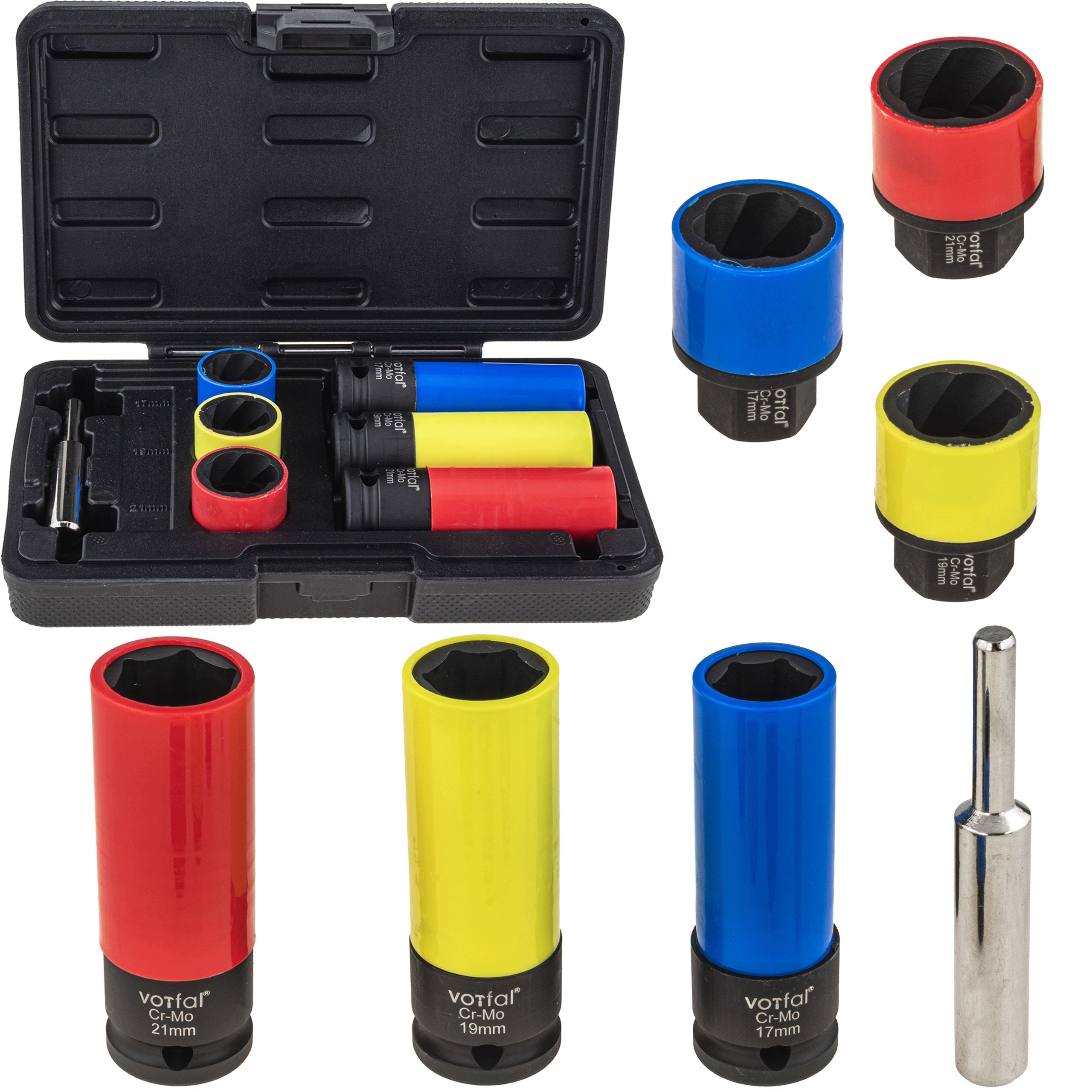 Zestaw Nasadek Udarowych Felg Alu 19-21MM Obrobionych Śrub 19-21MM Crmo 1/2