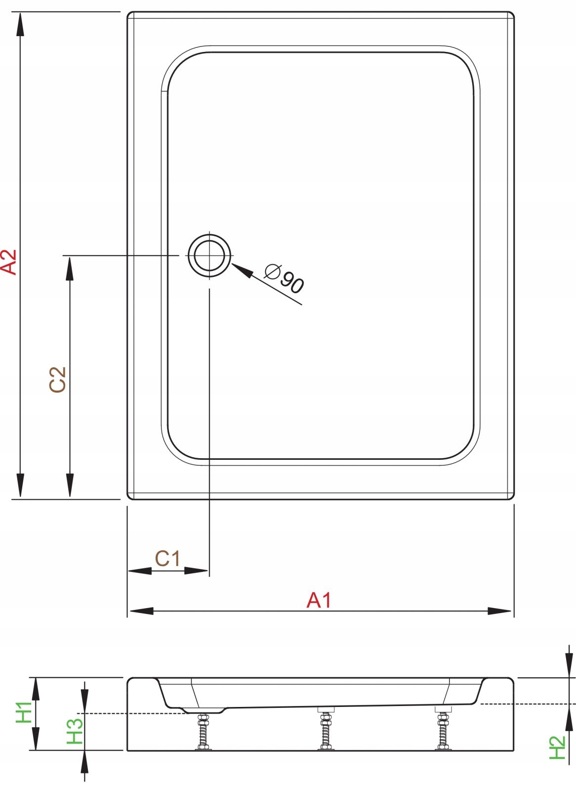 Brodzik prostokątny 120x80 RADAWAY Laros D Compact Głębokość 80 cm