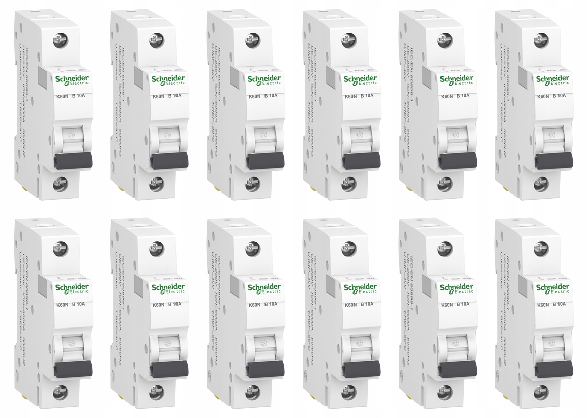 

12x Schneider Wyłącznik nadprądow bezpiecz B10A 1P