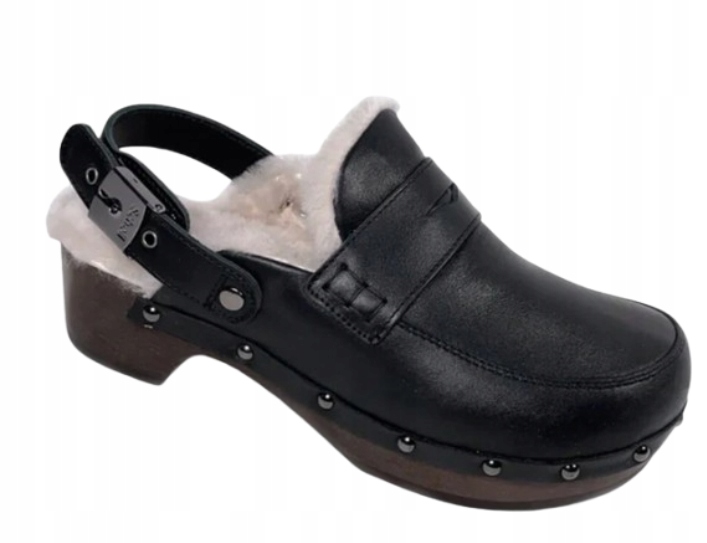 Scholl Dámské Nazouváky Černé Kožené Zateplené Dřeváky 40 C_f