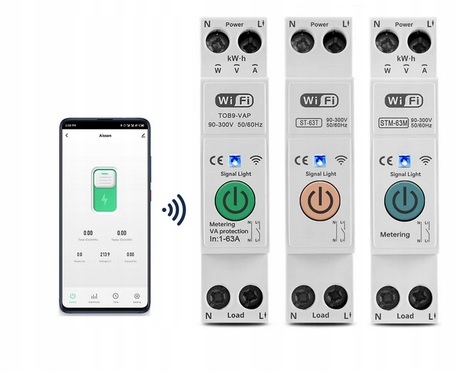 Pojistkový měřič WiFi Automat 1A-63A s měřením proudu Tuya Smart Lišta