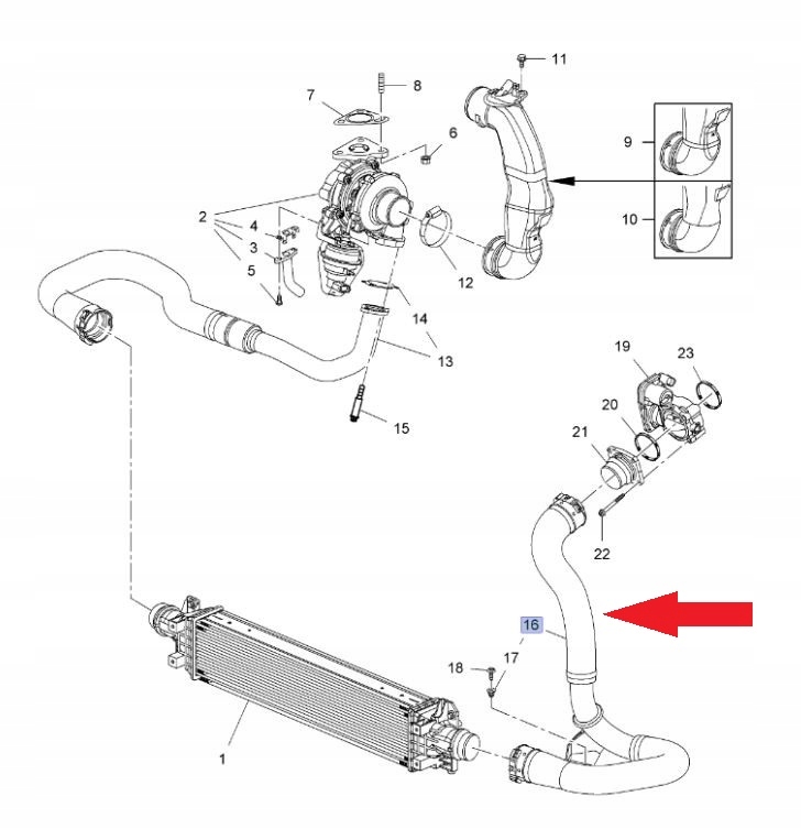 RURA WĄŻ TURBO INTERCOOLERA OPEL MOKKA 1.7CDTi Producent części GT-Bergmann
