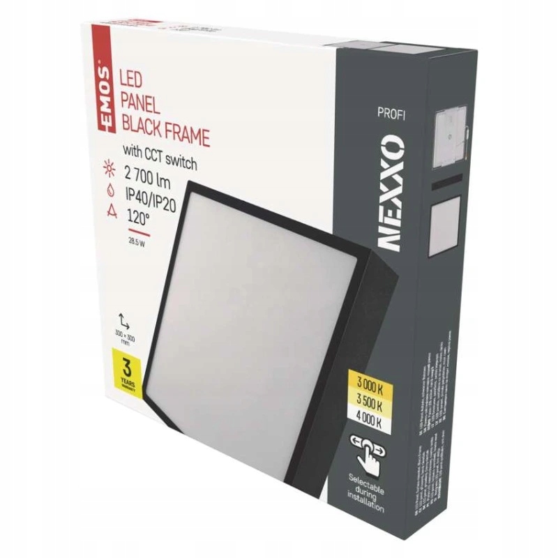 Led prisadené svietidlo, štvorec, čierne, 28,5W, Cct