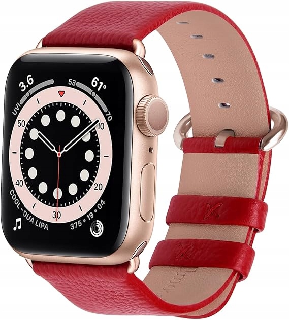 Fullmosa skórzany pasek Apple Watch Se 10/9/8/7/6/5 38/40/41 czerwony +etui